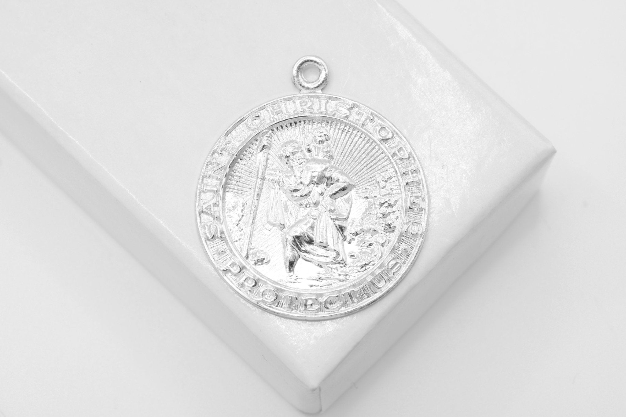 Saint Christopher Pendant, Wholesale, 14/20 Gold - Filled or 925 Sterling Silver, 22mm, Round Patron Saint Religious Catholic Medallion Coin - HarperCrown
