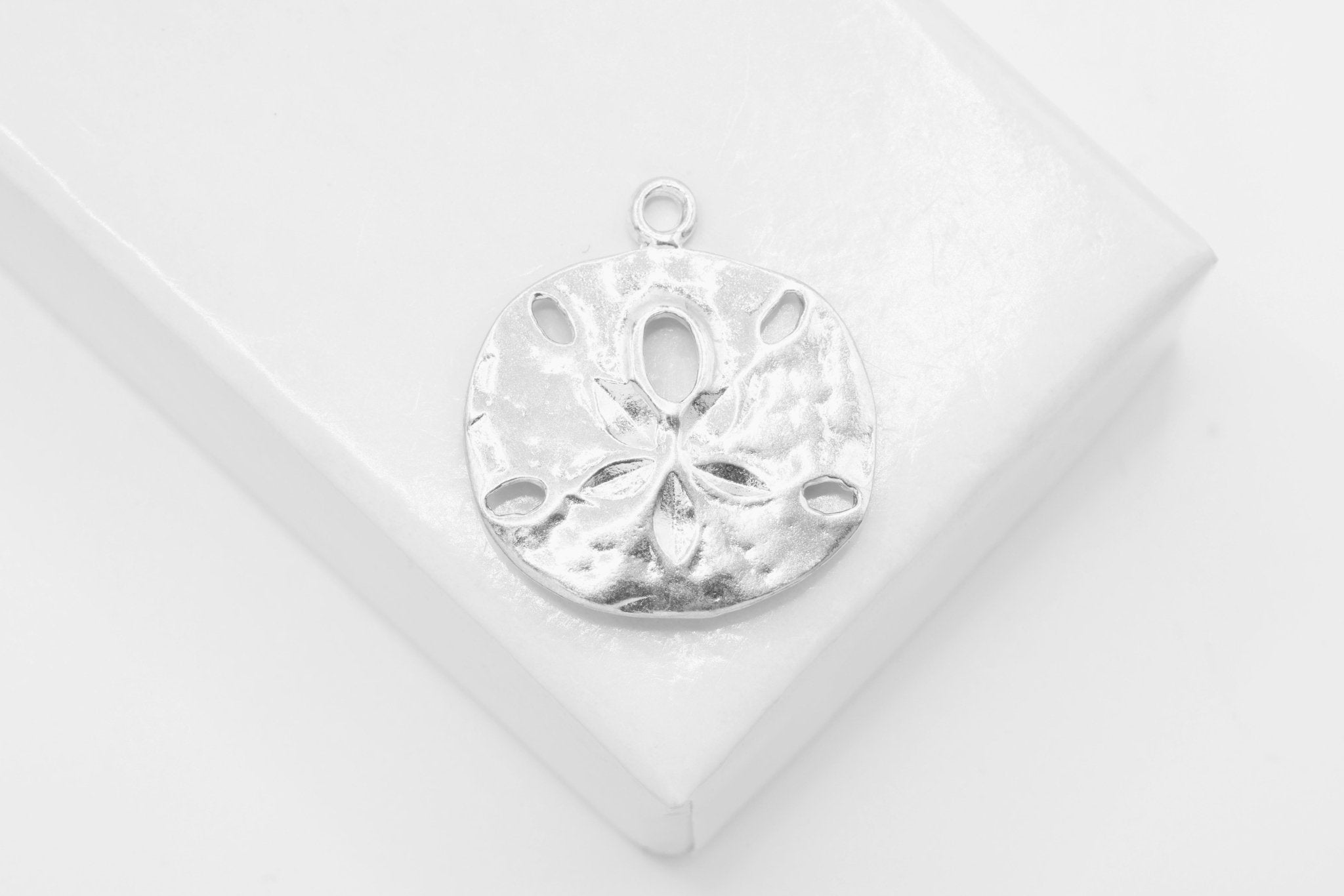 Sand Dollar Shell Charm, Wholesale, 925 Sterling Silver, 18mm - HarperCrown
