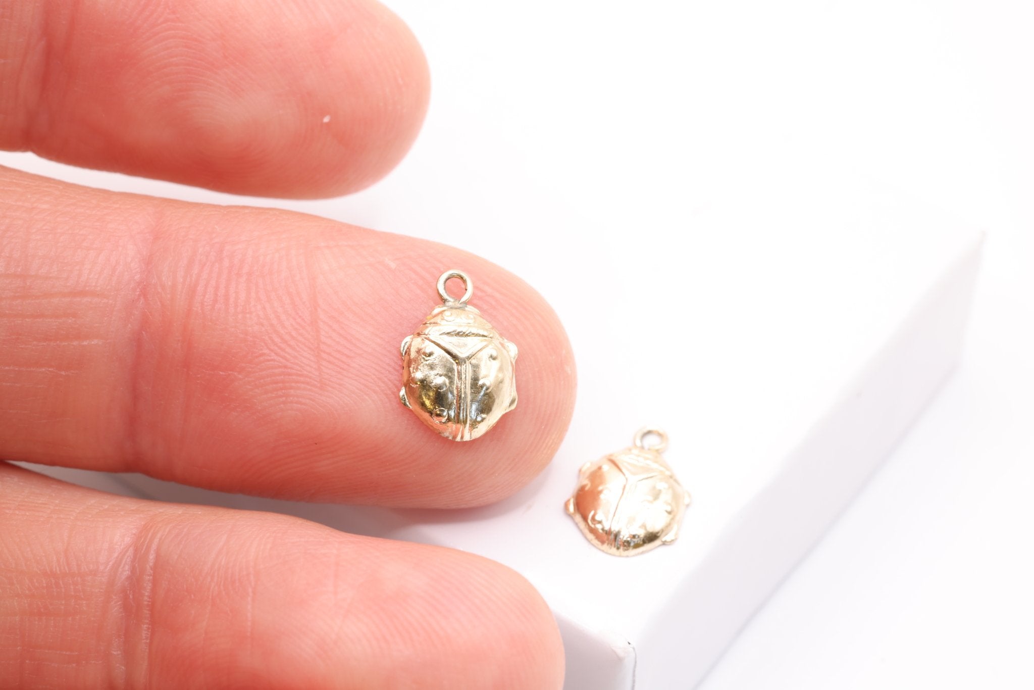 Scarab Beetle Wholesale Charm, Gold - Filled, 9mm x 7mm, Permanent Bulk Jewelry Making Charms - HarperCrown