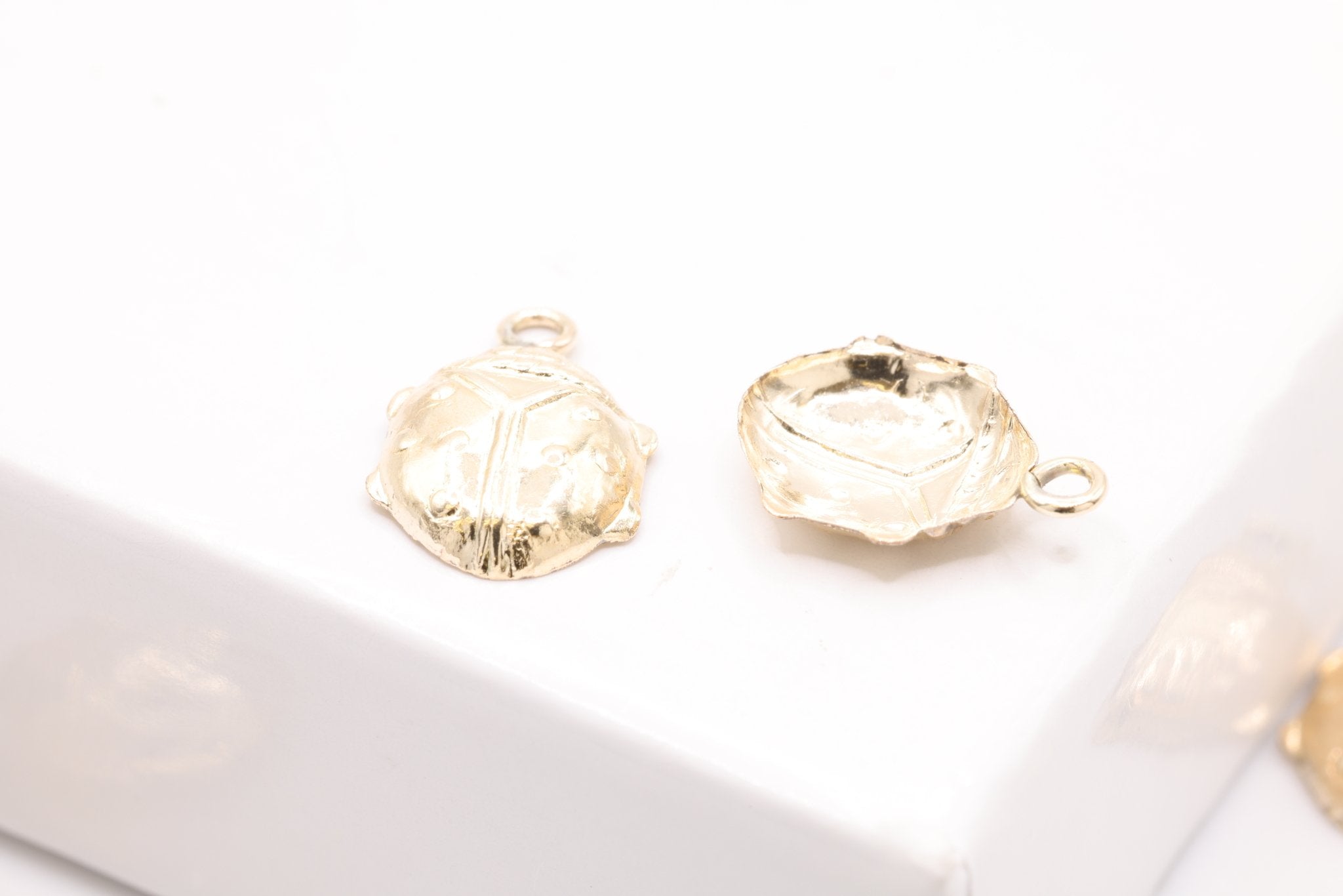 Scarab Beetle Wholesale Charm, Gold - Filled, 9mm x 7mm, Permanent Bulk Jewelry Making Charms - HarperCrown