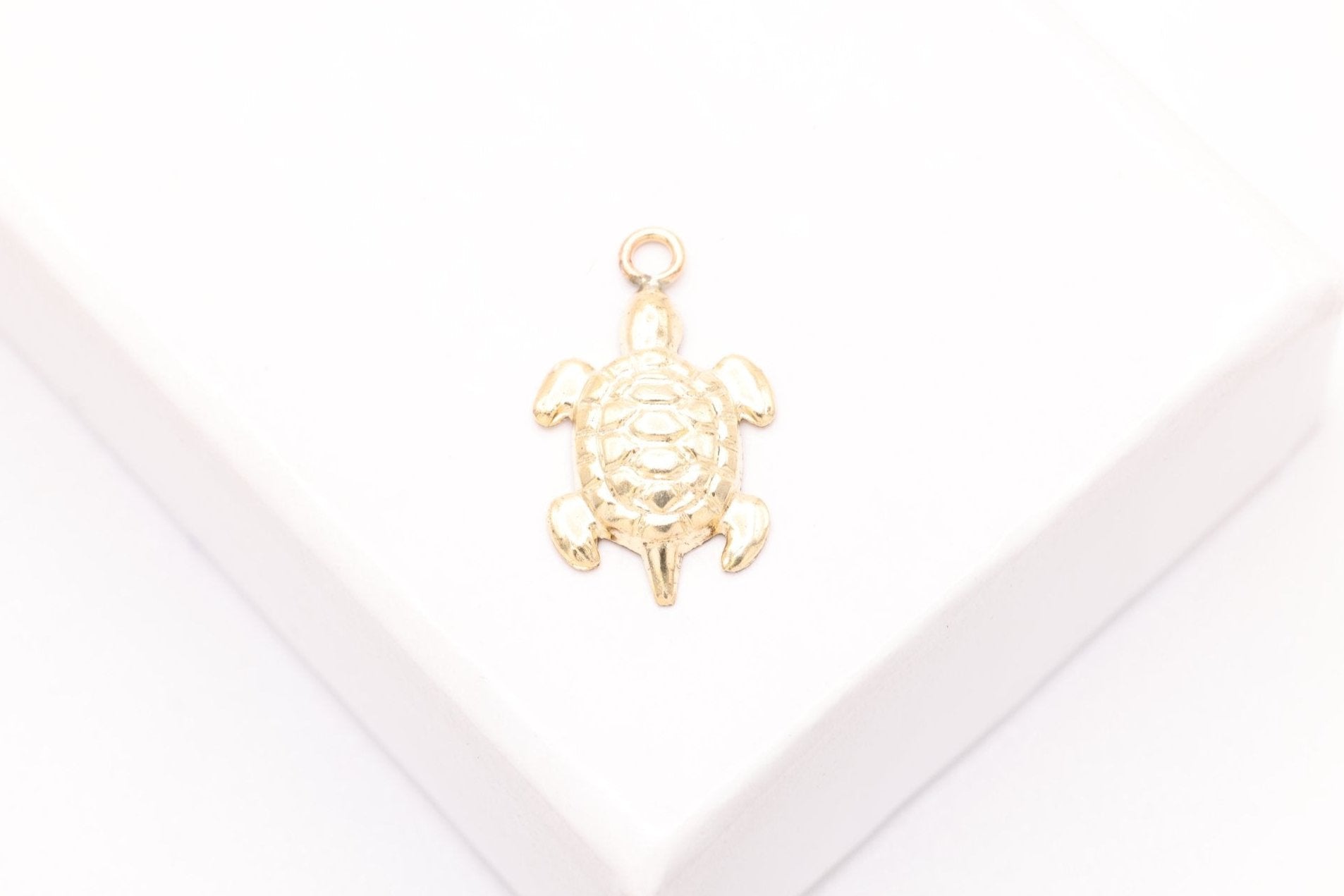 Sea Turtle Charm, Gold - Filled, 13mm x 7mm, Bulk DIY Wholesale Jewelry Making Charm - HarperCrown