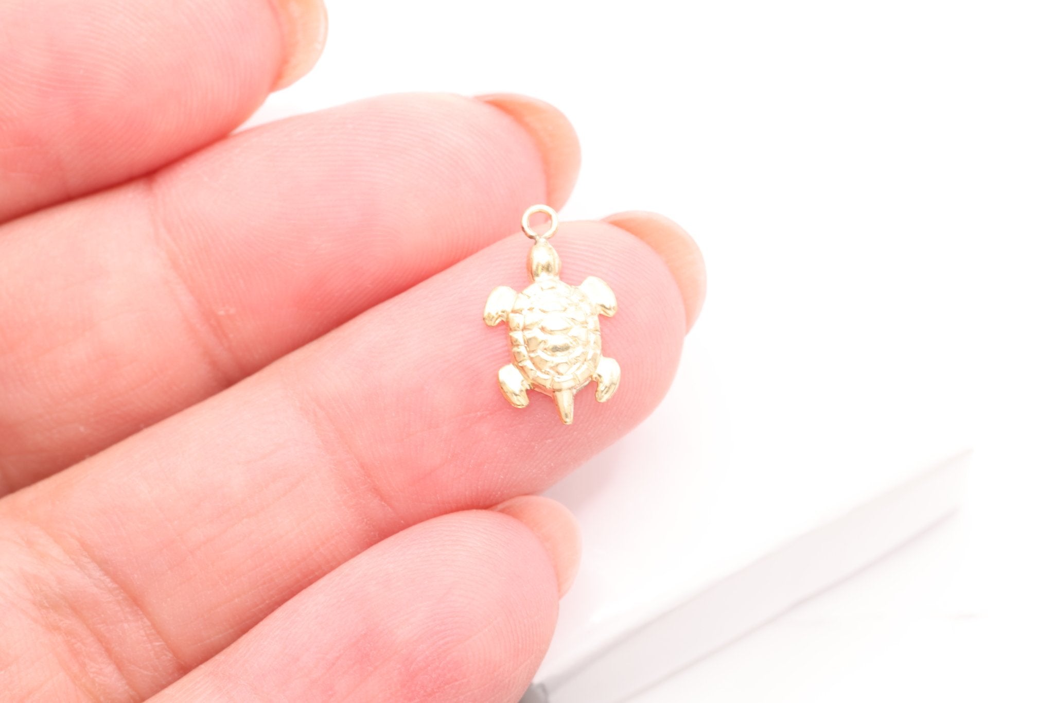Sea Turtle Charm, Gold - Filled, 13mm x 7mm, Bulk DIY Wholesale Jewelry Making Charm - HarperCrown