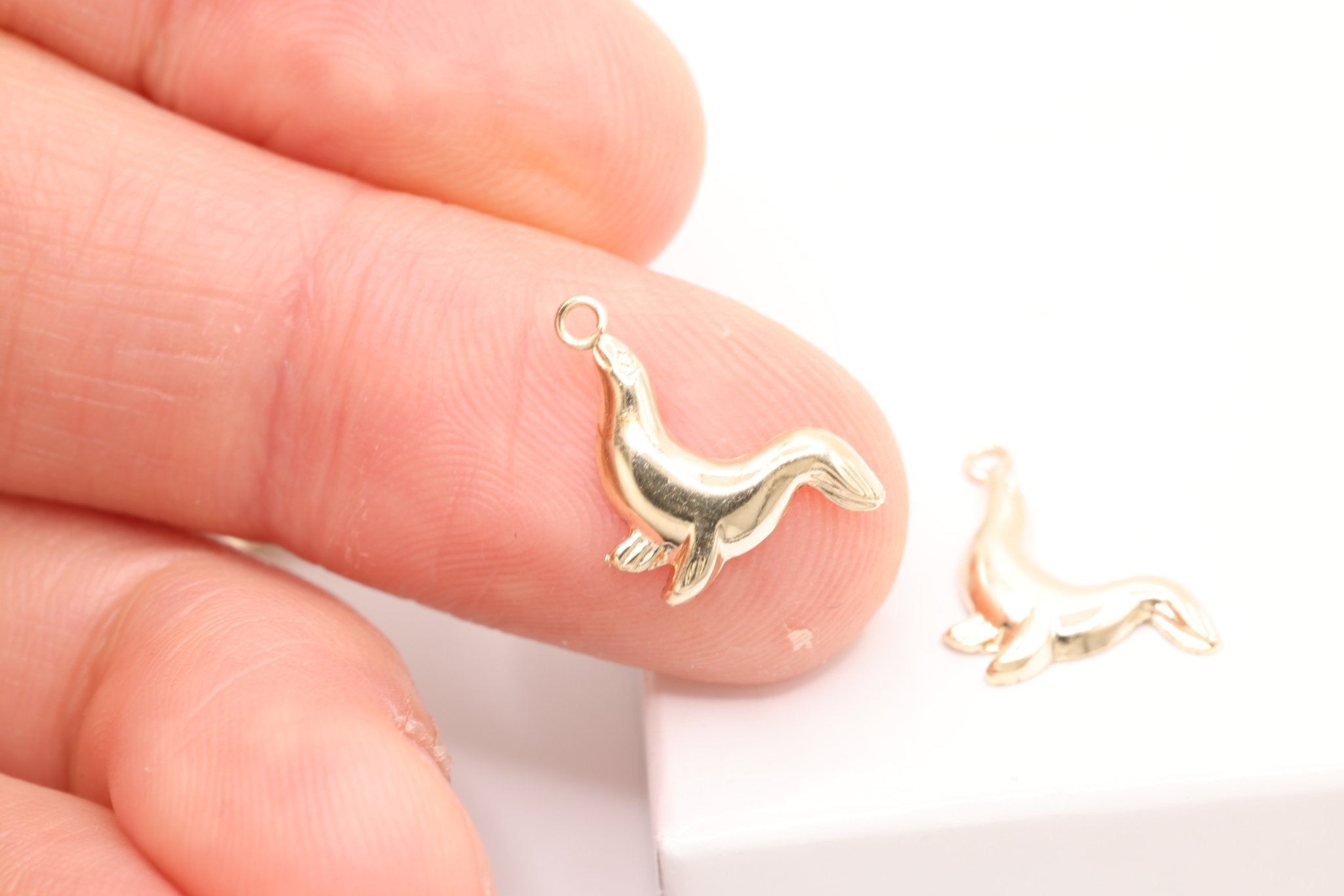Seal Charm, 14K Gold - Filled, Stamped Seal Sealife Charm, Jewelry Making Charm - HarperCrown