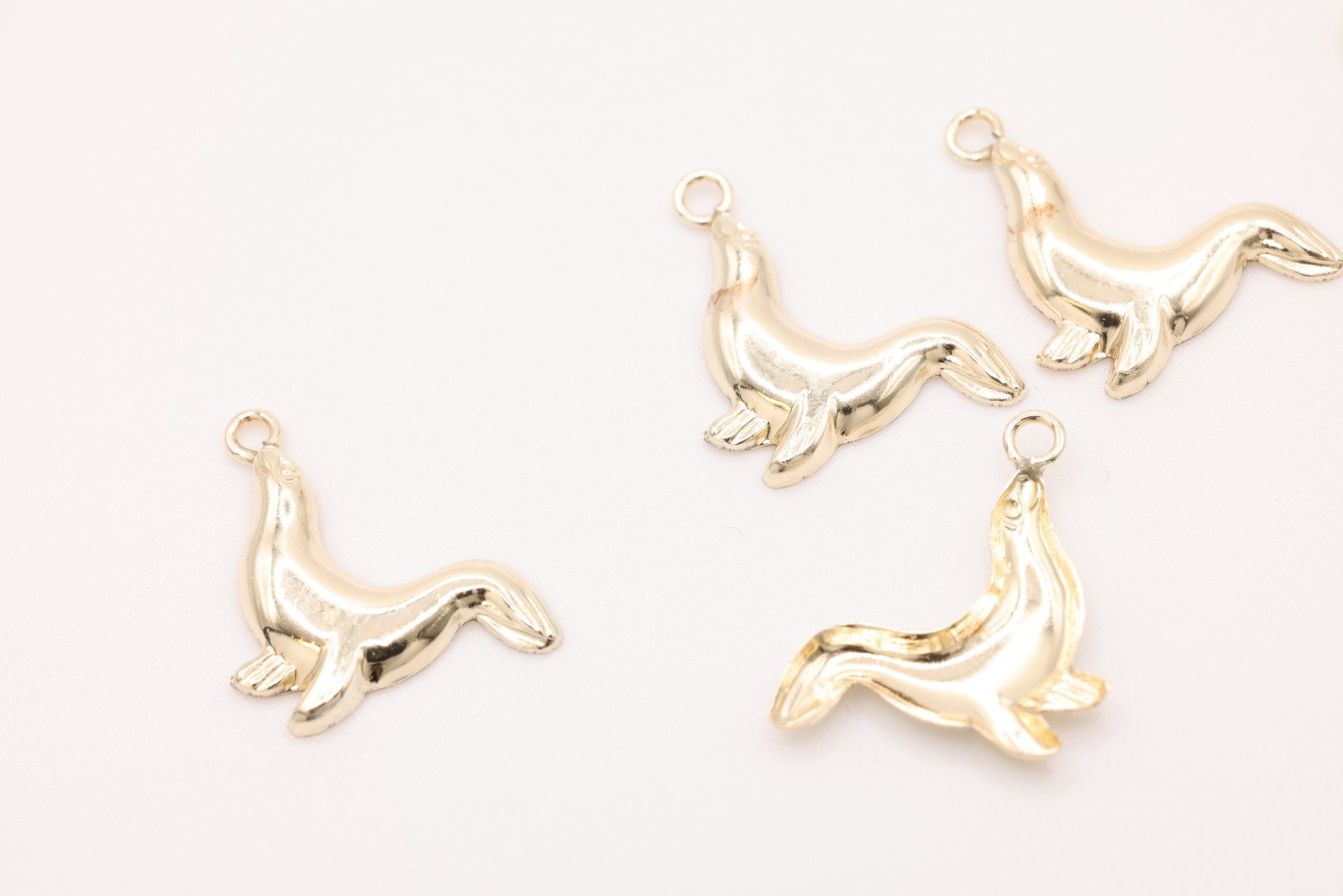 Seal Charm, 14K Gold - Filled, Stamped Seal Sealife Charm, Jewelry Making Charm - HarperCrown