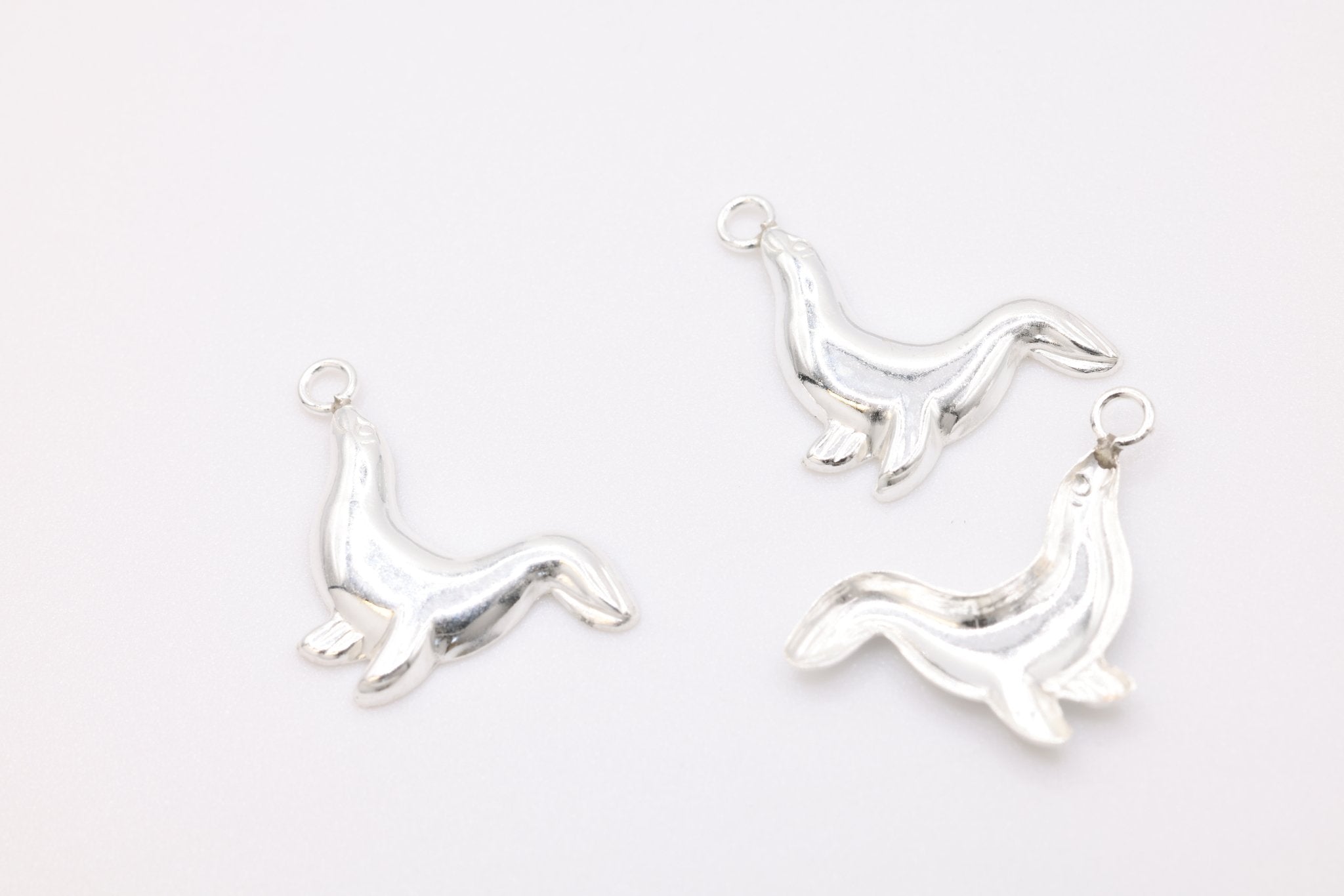 Seal Charm, 925 Sterling Silver, Stamped Seal Sealife Charm, Jewelry Making Charm - HarperCrown