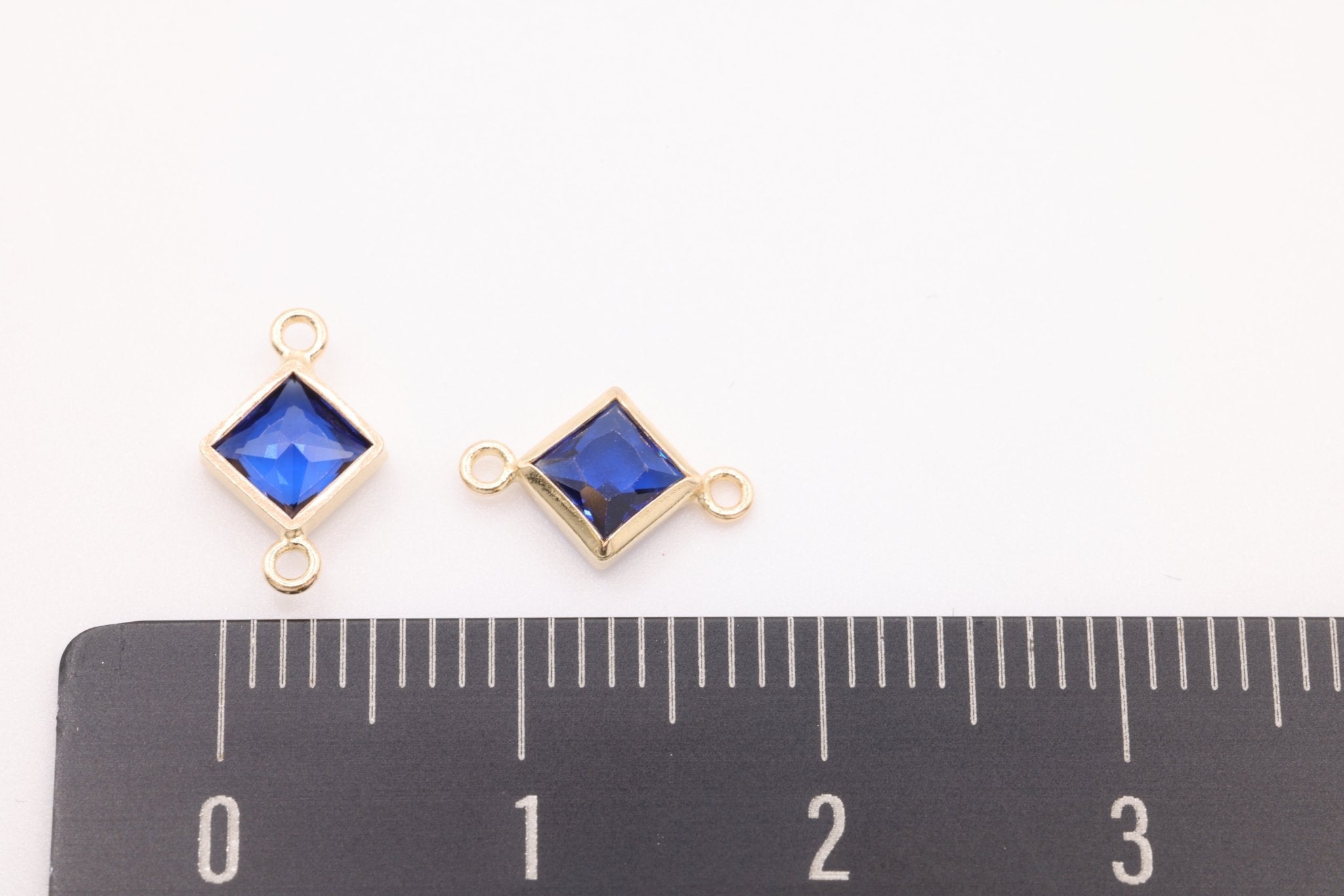 September Birthstone Sapphire CZ Connector Bezel Frame, 14/20 Gold - Filled, 4mm - HarperCrown