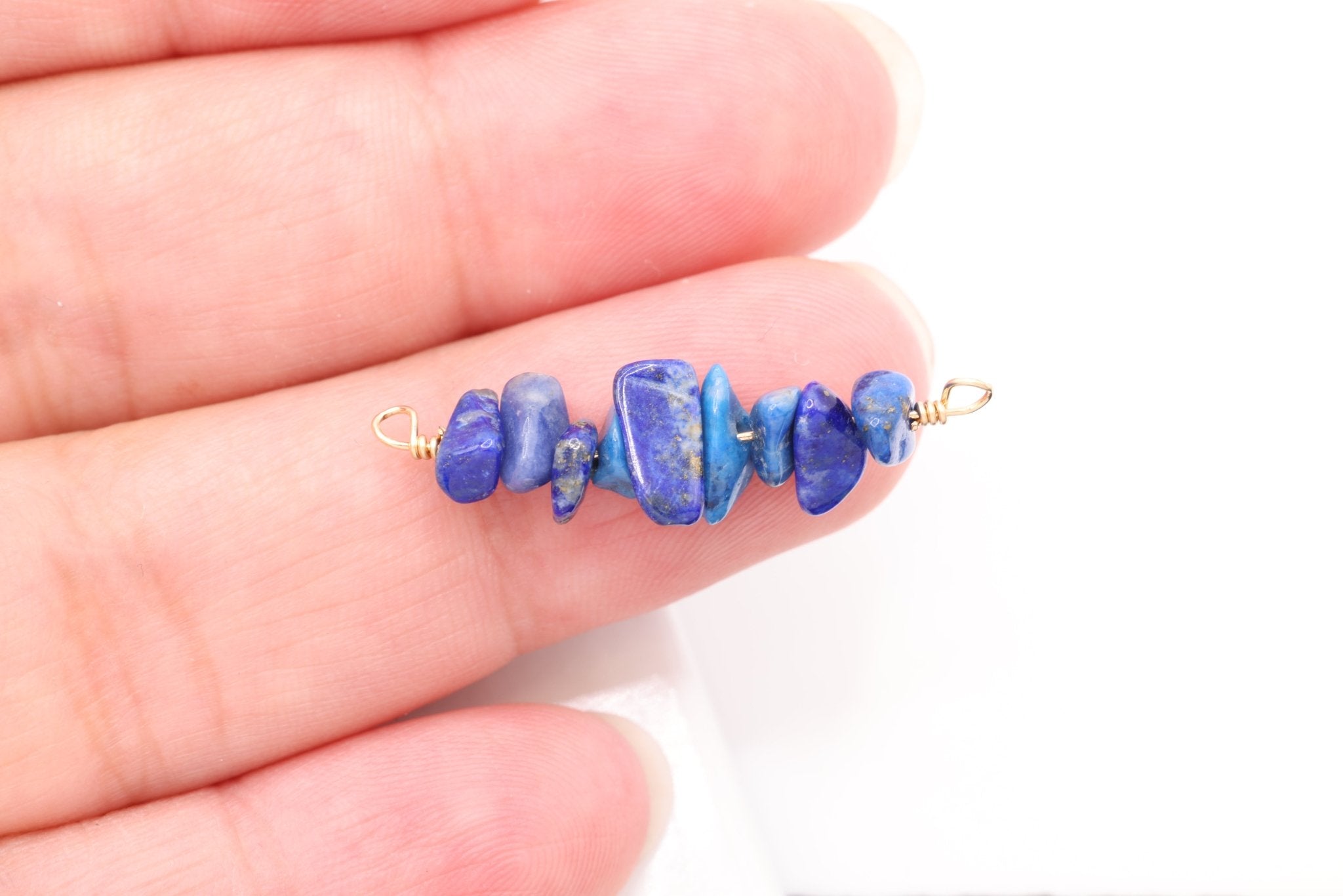 September Stone Connector Charm, Wholesale, 14/20 Gold - Filled, Blue Birthstone Gemstone Beads, Permanent Jewelry - HarperCrown