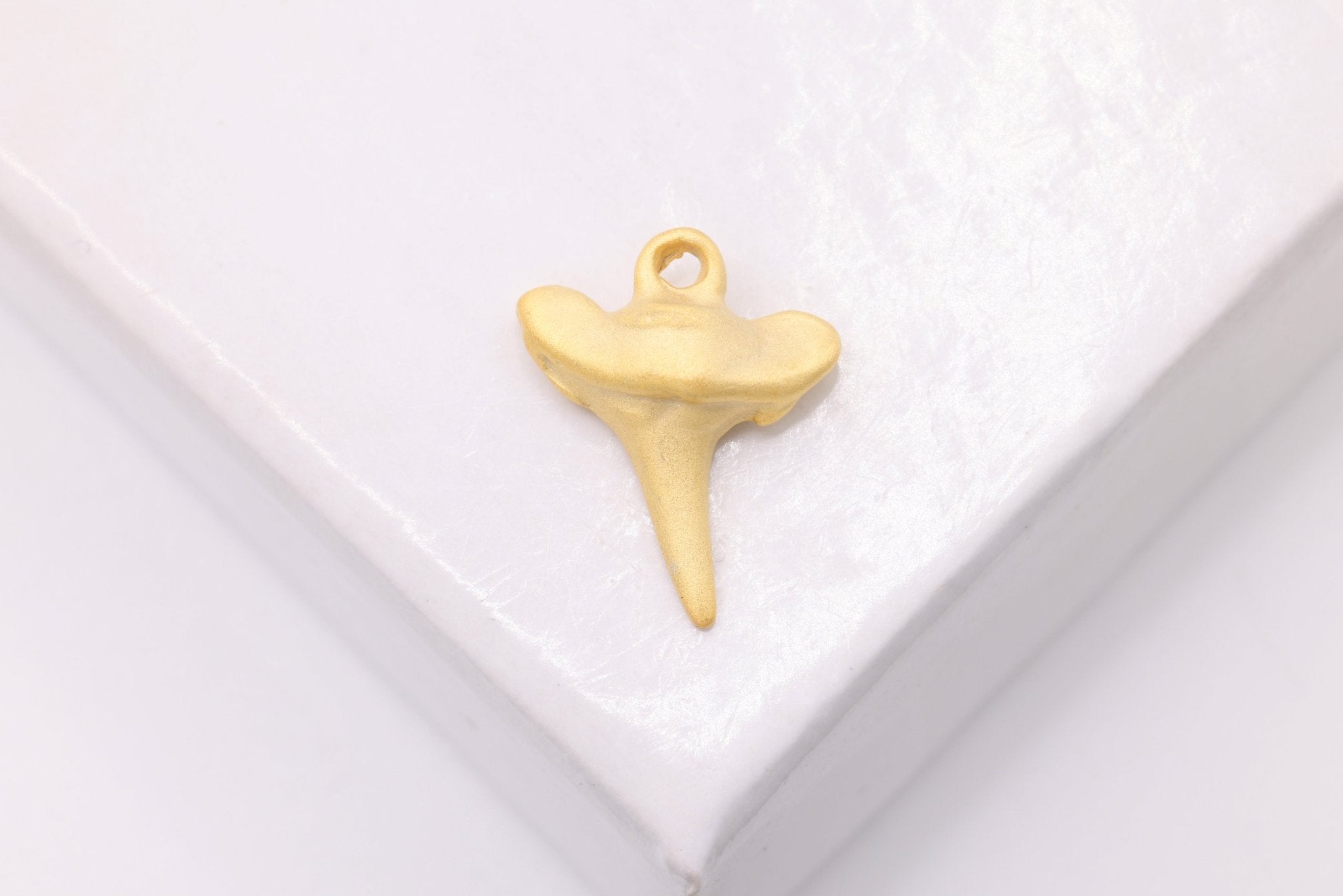 Shark Tooth Charm, Wholesale, 18K Matte Gold - Plated 925 Sterling Silver, 12mm x 10mm, Sharktooth Shark Teeth Nautical Beach - HarperCrown