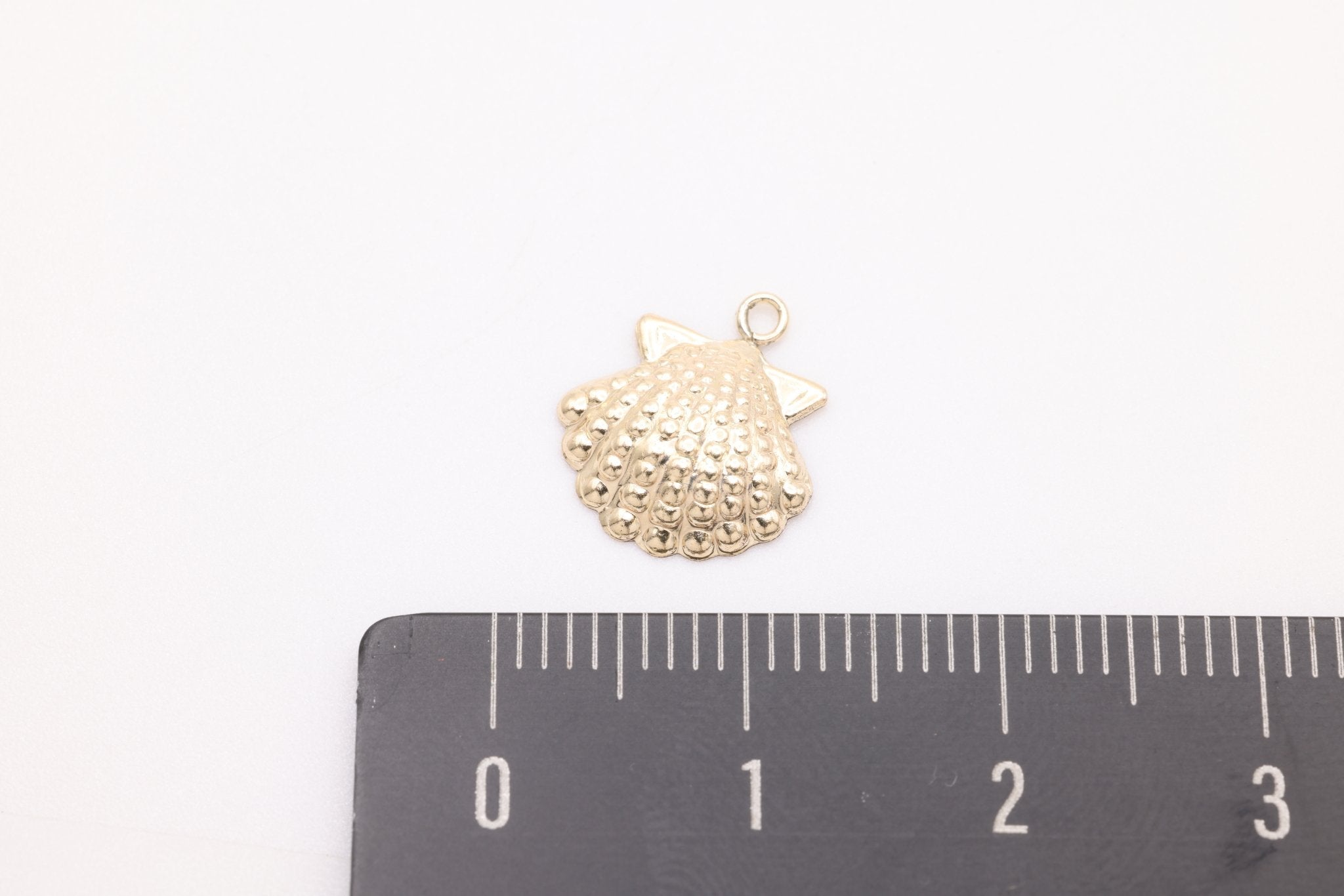 Shell Charm, Gold - Filled, 12mm x 11mm, Seashell Pearl Clam Charm, Bulk DIY Wholesale Jewelry Making Charm - HarperCrown