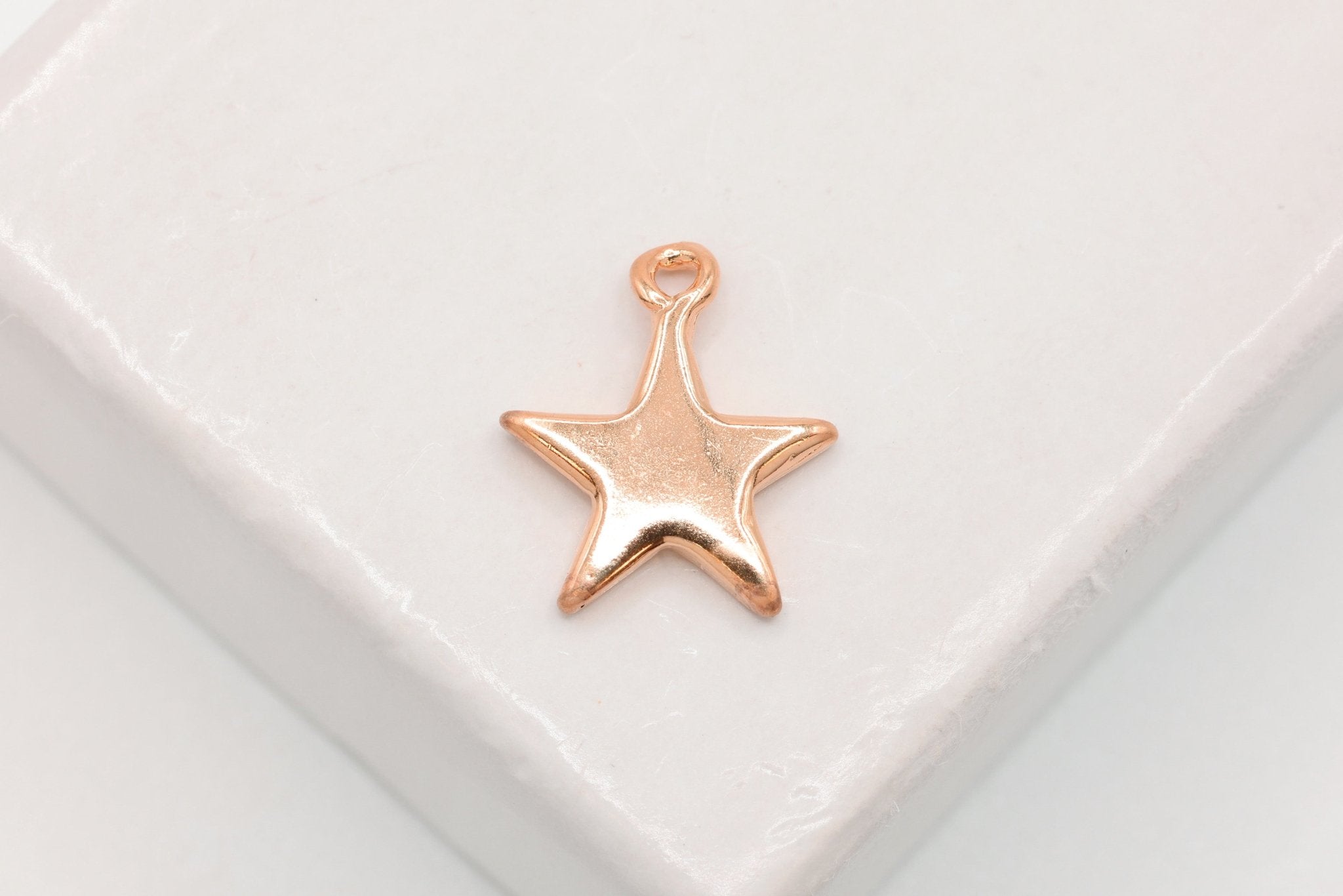 Shiny Gold Vermeil Star Blank Charm - 22k gold plated Sterling Silver Star Charm, Small Gold Star Blanks, Pentagon Charm, Beads - HarperCrown