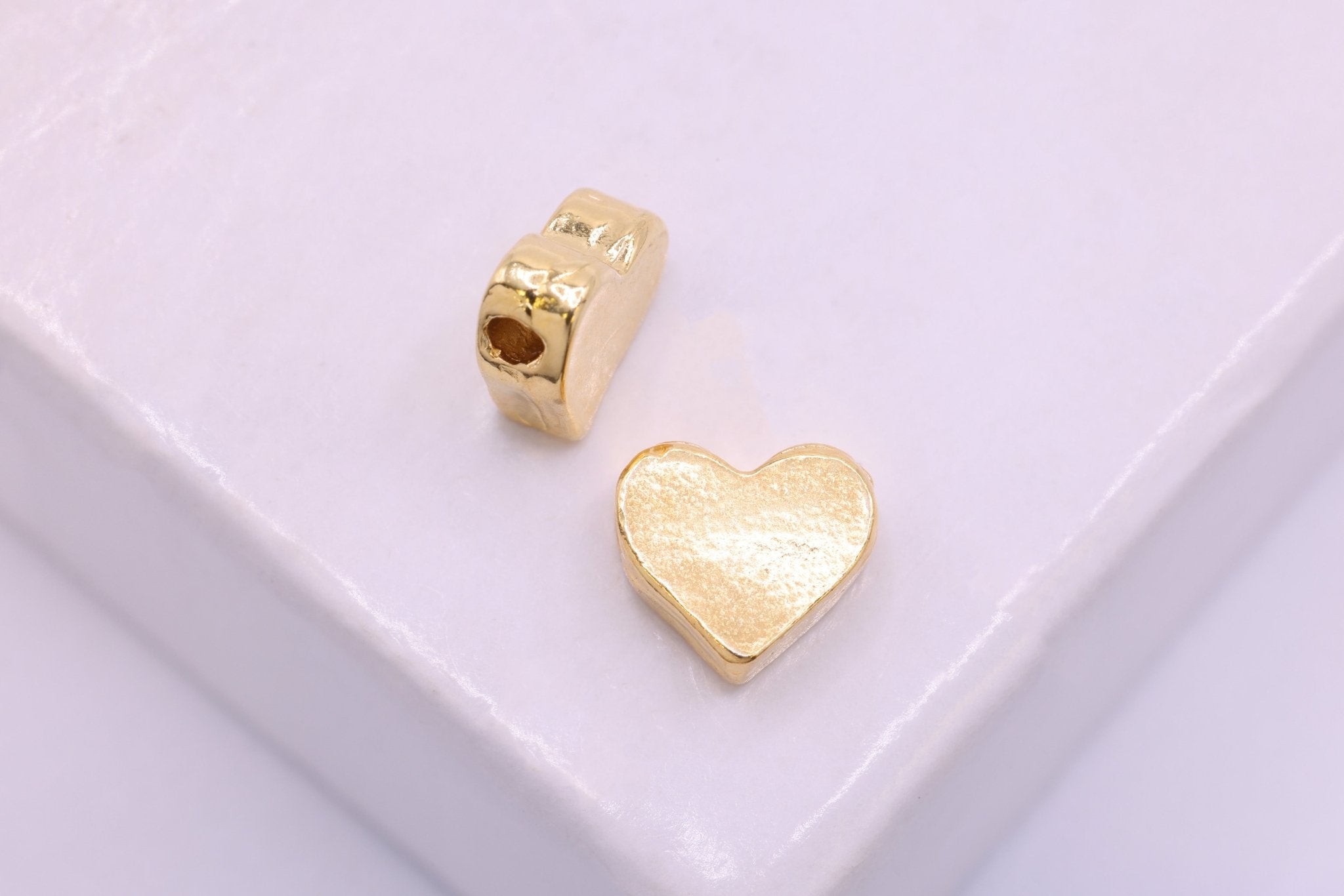 Shiny Wholesale Vermeil Gold Heart Beads - 18k gold plated sterling silver, Gold Heart Focal Bead, Gold Heart Blank Charm, Gold Heart Beads, 104 - HarperCrown
