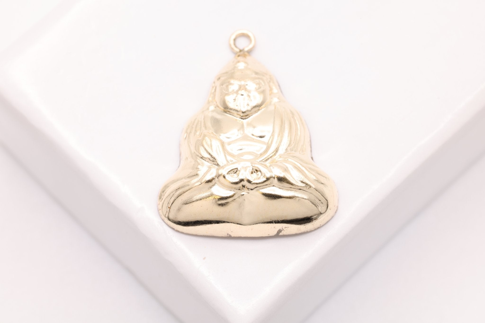 Sitting Buddha Charm, Gold - Filled, 18mm x 14mm, Bulk DIY Wholesale Jewelry Making Charm - HarperCrown