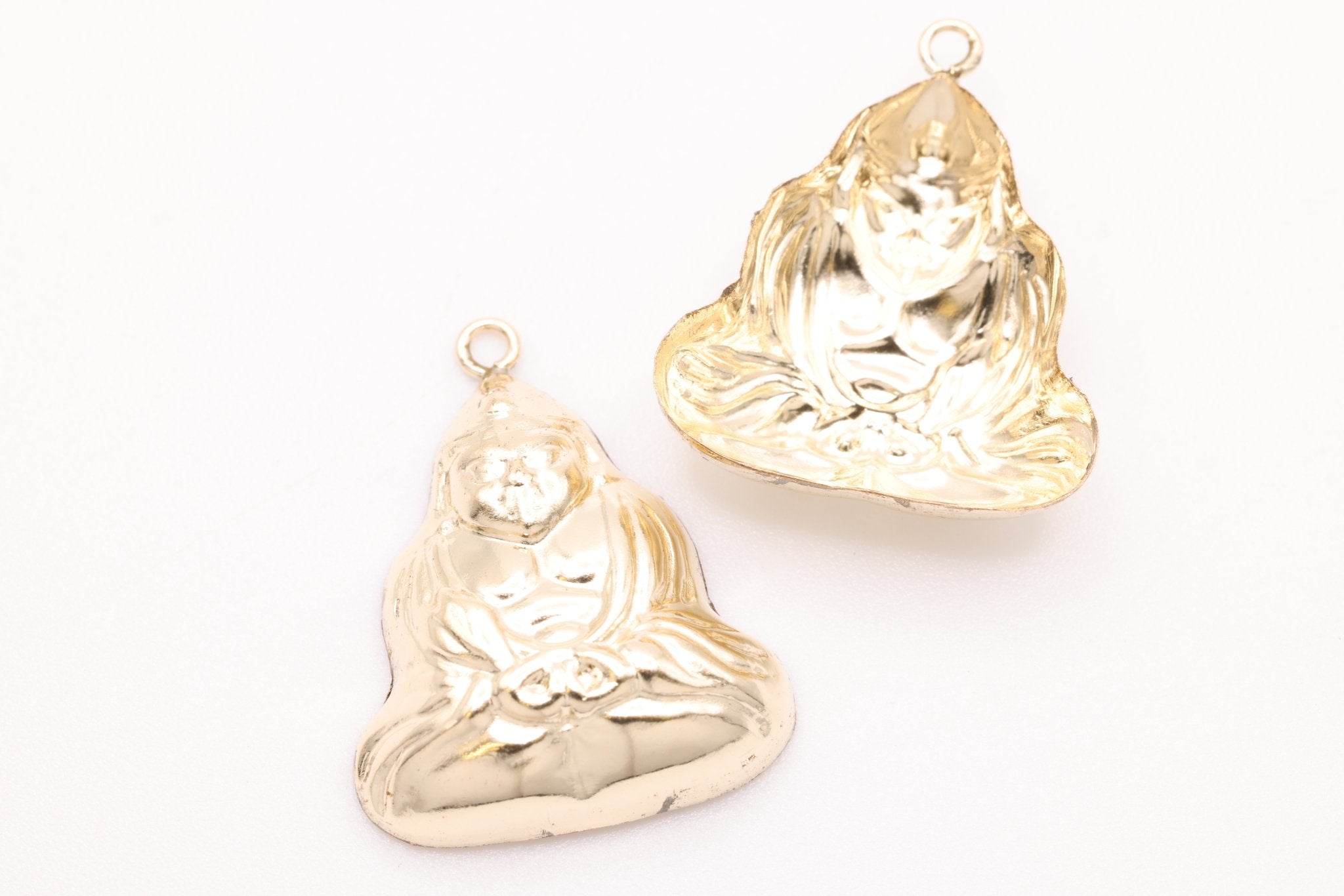Sitting Buddha Charm, Gold - Filled, 18mm x 14mm, Bulk DIY Wholesale Jewelry Making Charm - HarperCrown
