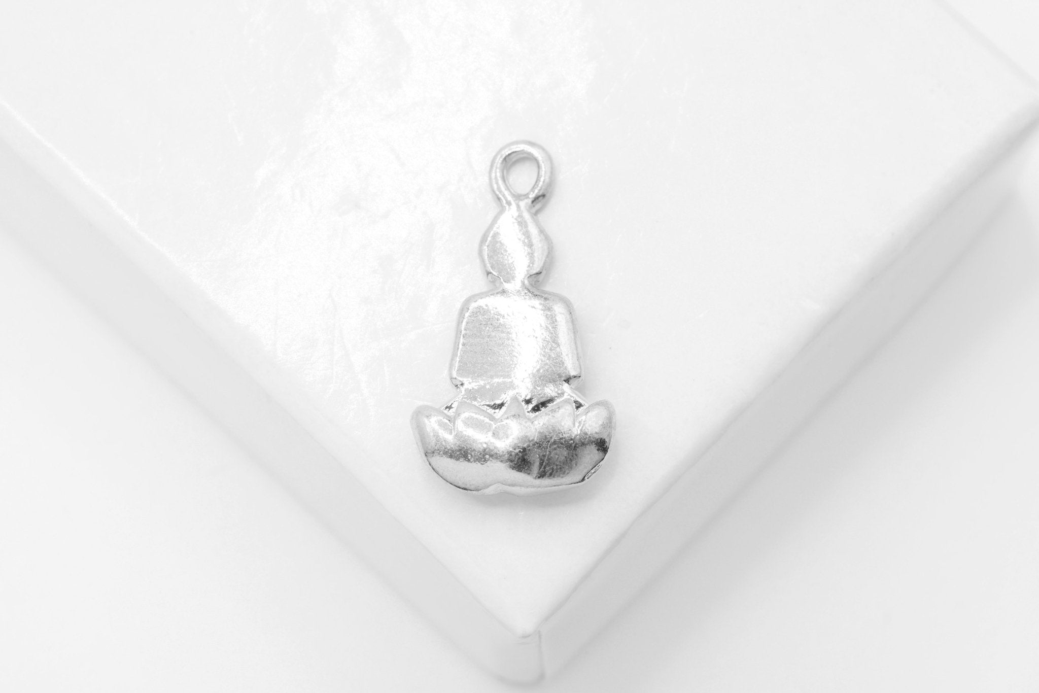 Sitting Buddha Charm, Wholesale, 925 Sterling Silver, 15mm x 9mm, Buddha Lotus - HarperCrown