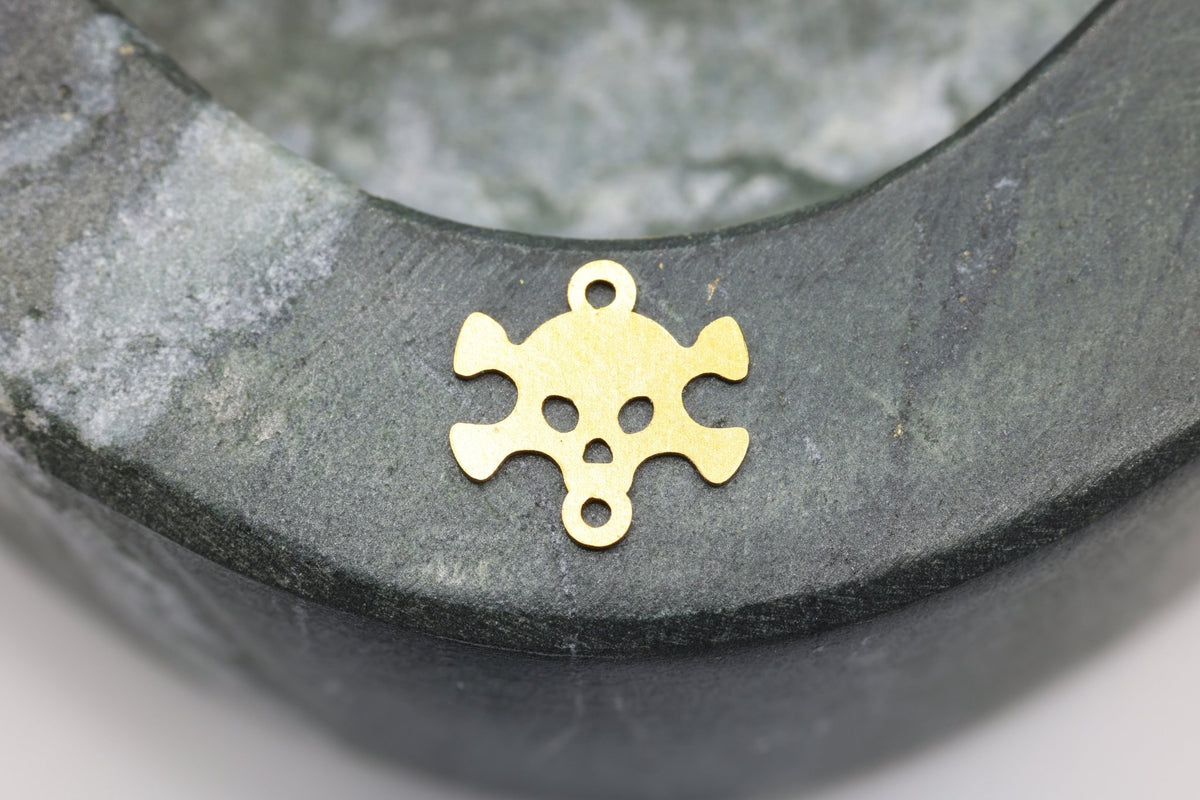 Skull and Bones Connector Charm, 14/20 Gold-Filled, 10mm x 10mm, Wholesale, Spooky Halloween Pirate Charm, Jewelry Making Charm - HarperCrown