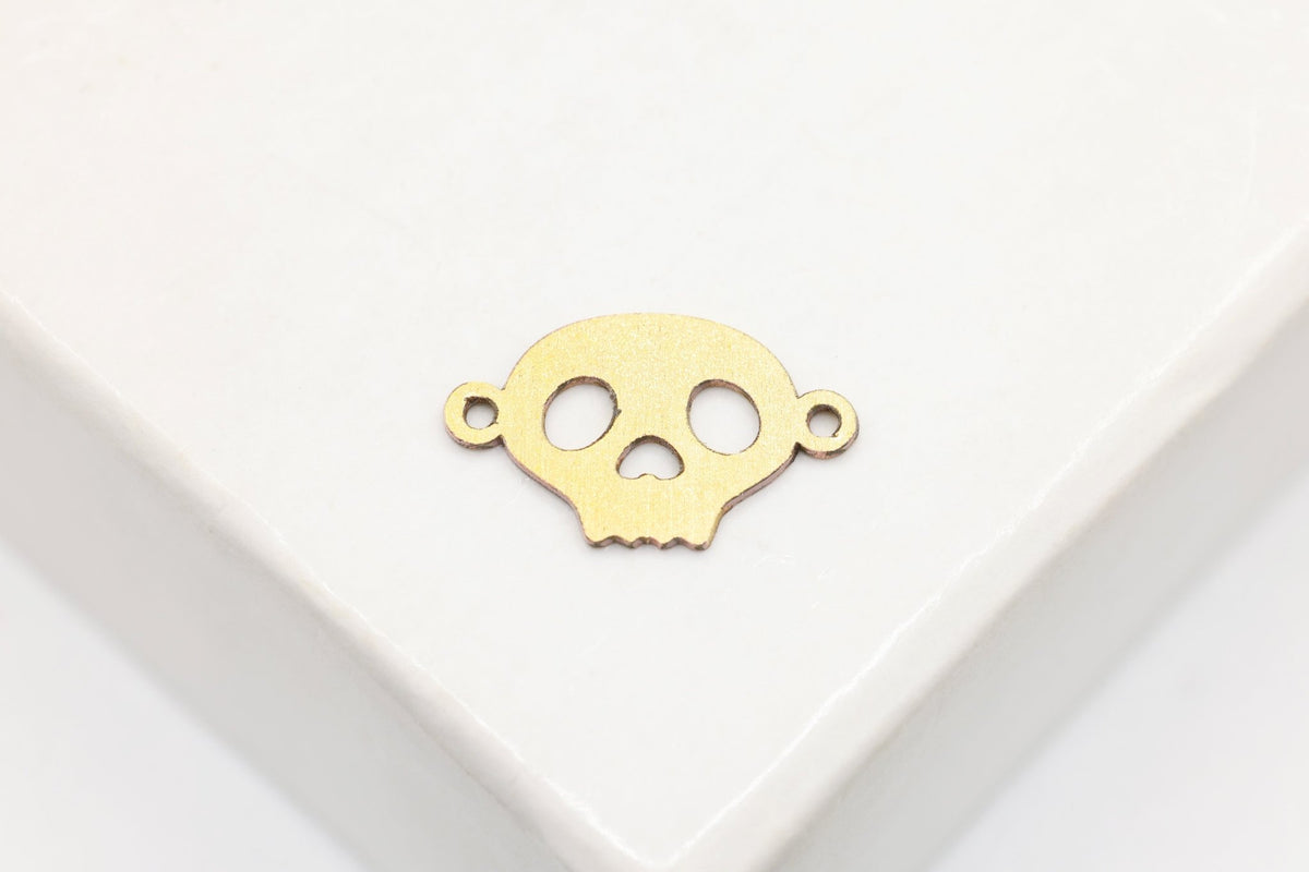 Skull Connector Charm, 14/20 Gold-Filled, 10mm x 7mm, Wholesale, Spooky Halloween Charm, Jewelry Making Charm - HarperCrown