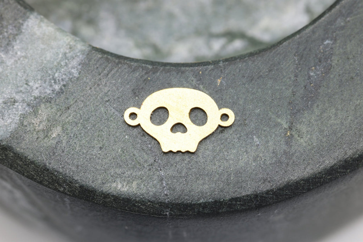 Skull Connector Charm, 14/20 Gold-Filled, 10mm x 7mm, Wholesale, Spooky Halloween Charm, Jewelry Making Charm - HarperCrown
