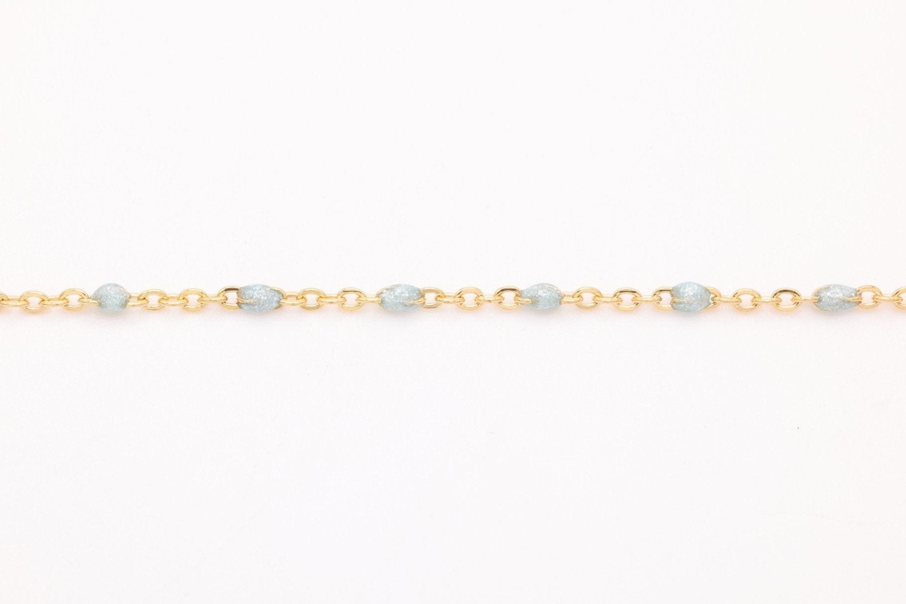 Sky Blue Enamel Chain, Gold - Filled, 1.5 mm, Bulk DIY Spool Pay Per Foot Jewelry Making Chain - HarperCrown