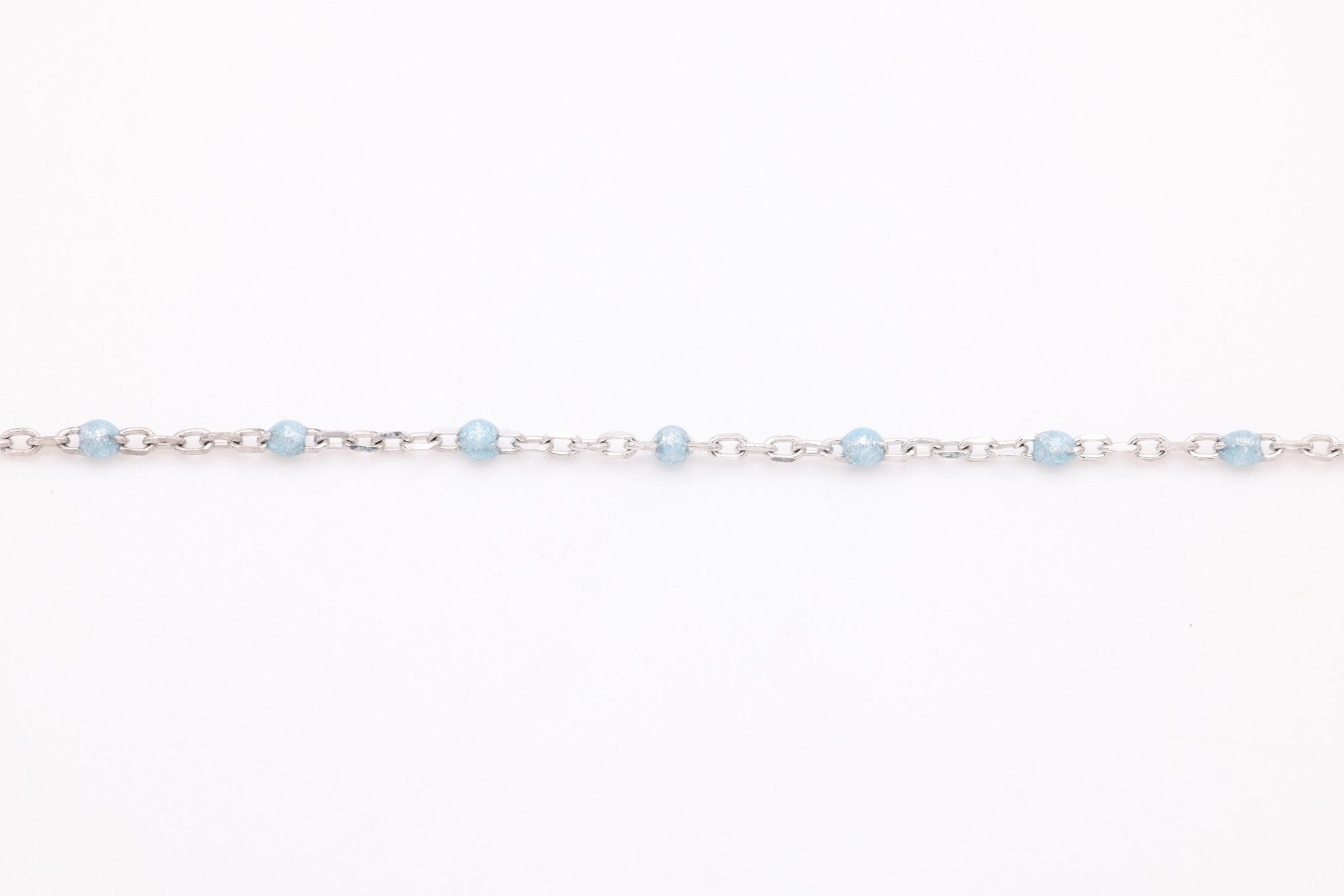 Sky Blue Enamel Chain, Sterling Silver, 1.5 mm, Bulk DIY Spool Pay Per Foot Jewelry Making Chain - HarperCrown