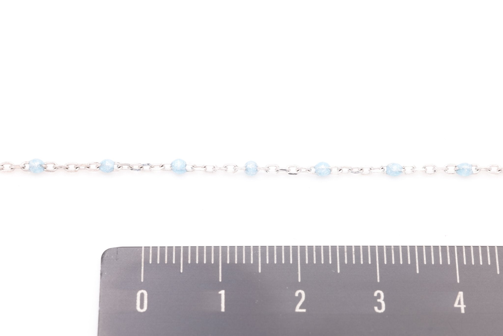 Sky Blue Enamel Chain, Sterling Silver, 1.5 mm, Bulk DIY Spool Pay Per Foot Jewelry Making Chain - HarperCrown