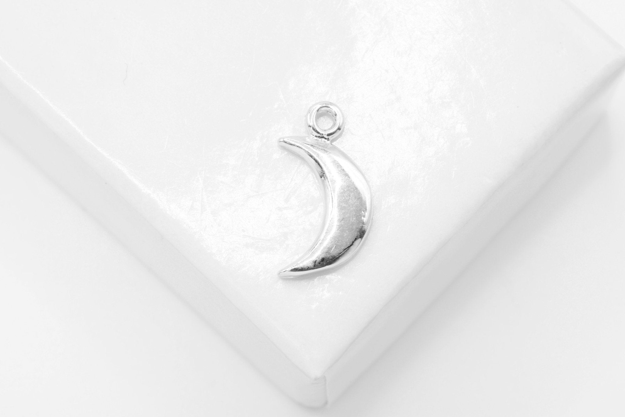 Small Crescent Moon Charm, Wholesale, 925 Sterling Silver, 10mm x 6mm, Half Moon Celestial - HarperCrown