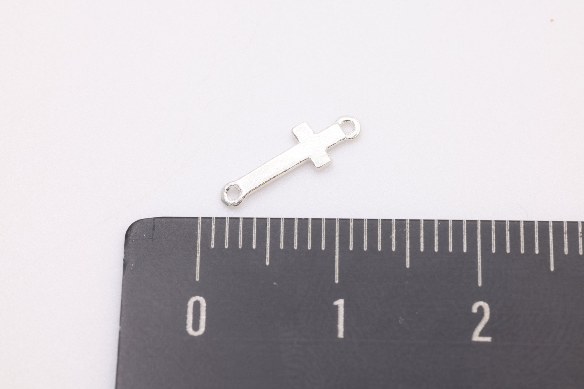 Small Cross Connector Charm, 925 Sterling Silver, 12mm x 4mm, Wholesale Bulk DIY Jewelry Making Charms - HarperCrown