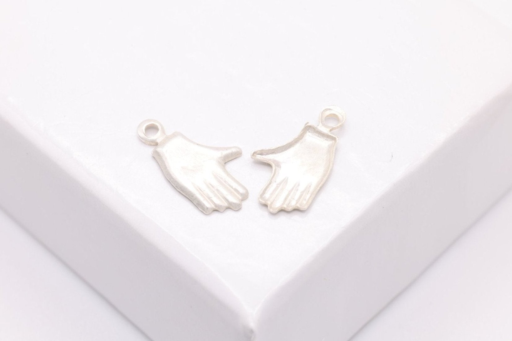 Small Hand Charm, 925 Sterling Silver, 10mm x 5mm, Bulk DIY Wholesale Jewelry Making Charm - HarperCrown