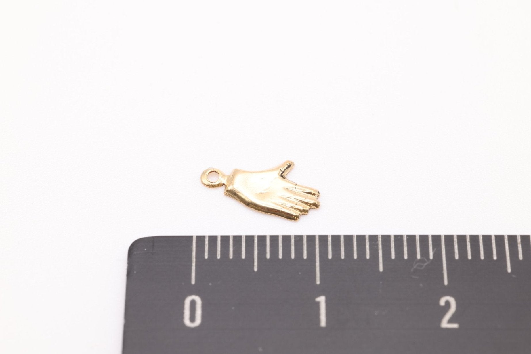 Small Hand Charm, Gold - Filled, 10mm x 5mm, Bulk DIY Wholesale Jewelry Making Charm - HarperCrown