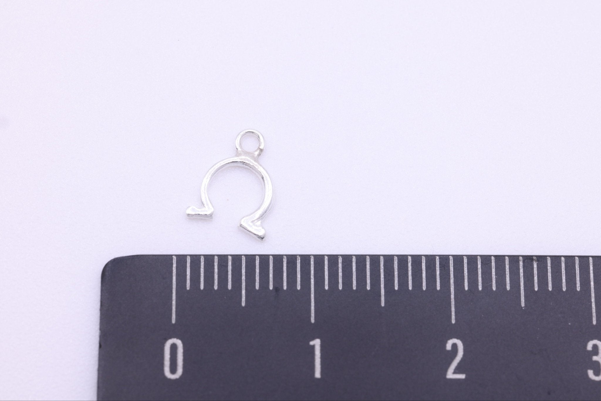 Small Omega Charm, Wholesale, 925 Sterling Silver, 9mm x 5mm - HarperCrown