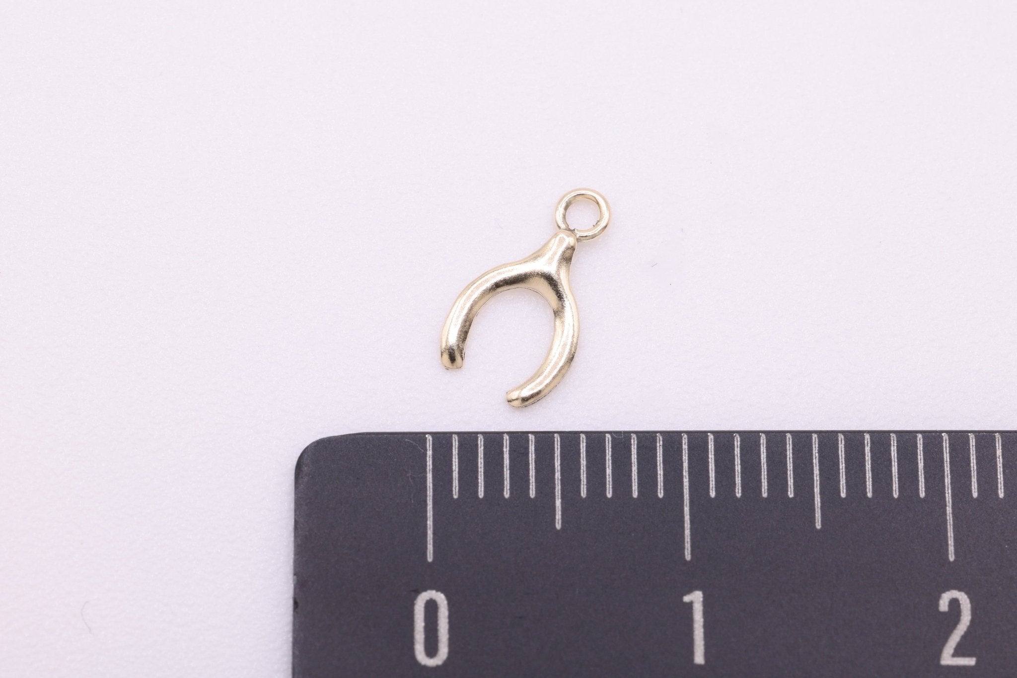 Small Wishbone Charm, 14/20 Gold - Filled, 10mm x 5mm, Lucky Charm, Bulk DIY Wholesale Jewelry Making Charm - HarperCrown