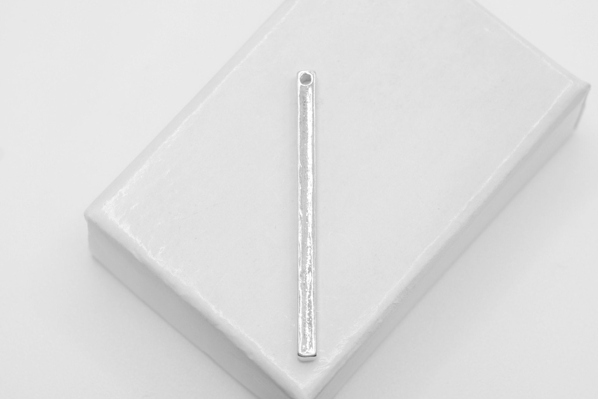 Solid Rectangle Bar Drop, Wholesale, 925 Sterling Silver, 34mm x 2mm, Jewelry Making Charm Pendant - HarperCrown