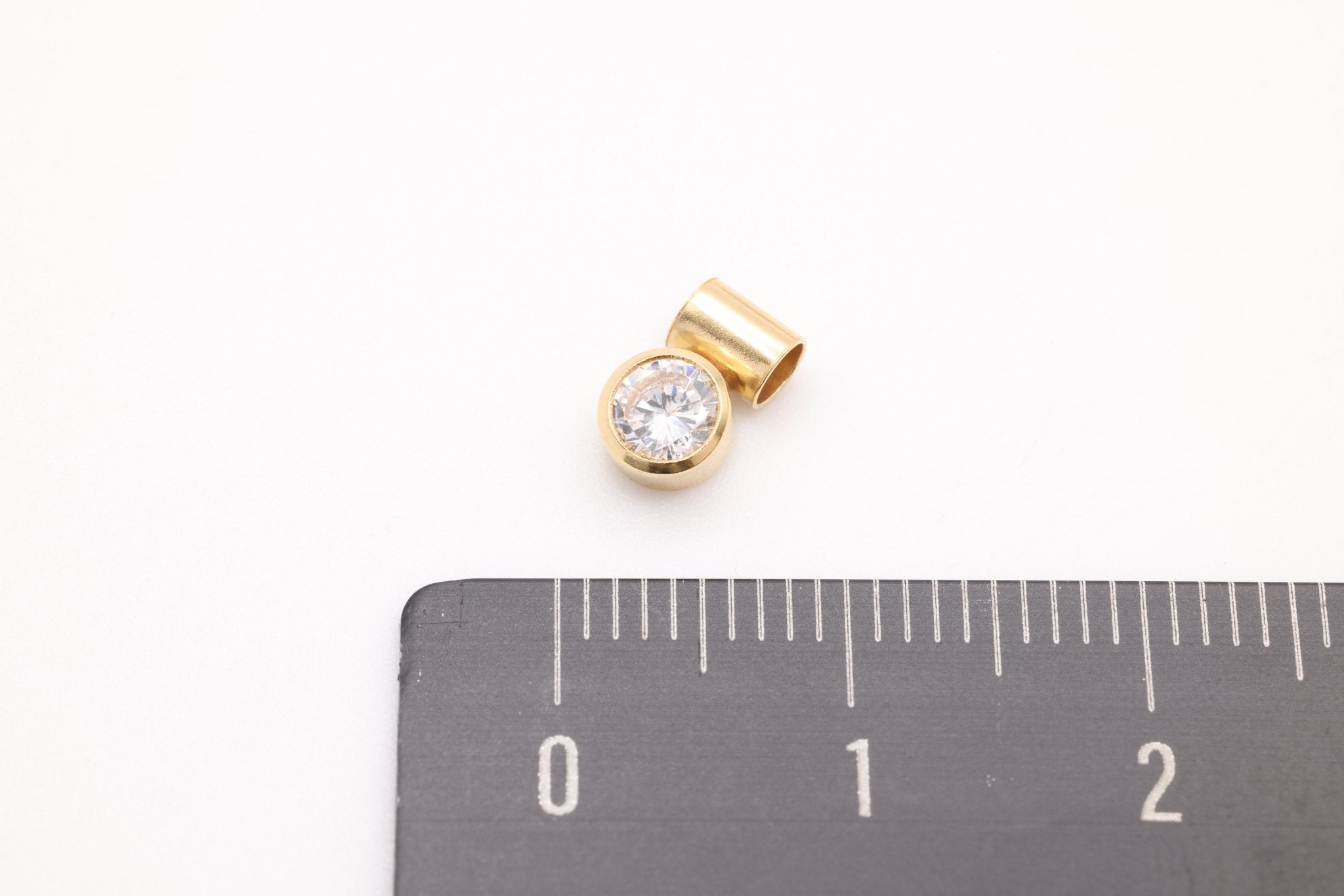 Solitaire CZ Bail Drop, Gold - Filled, Wholesale Tube Bail For Threading - HarperCrown