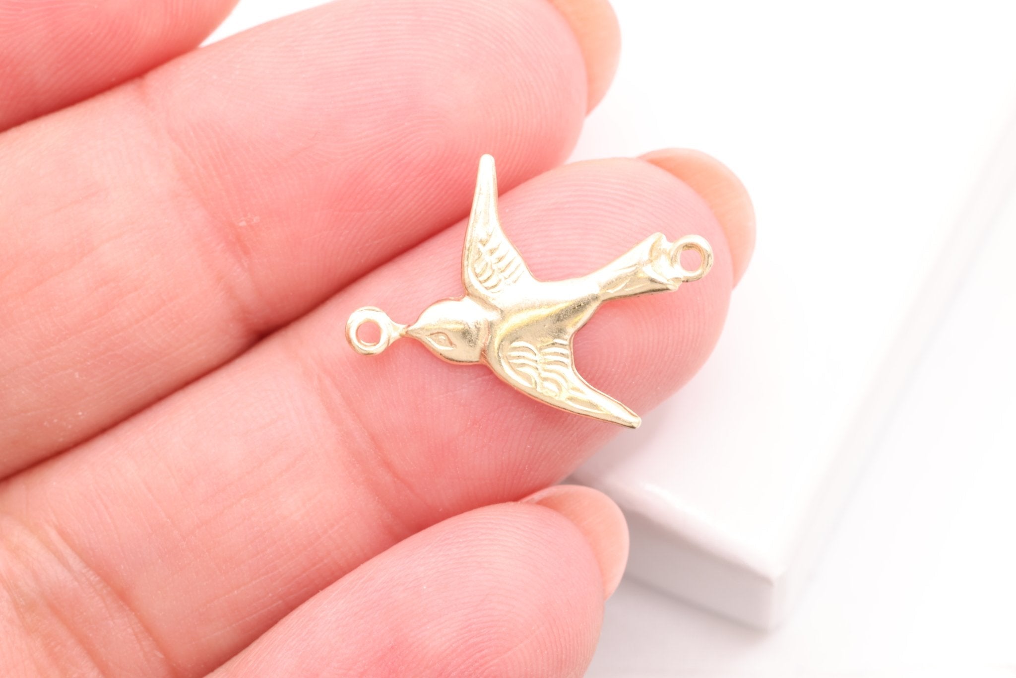 Sparrow Charm Connector, Gold - Filled, 20mm x 16mm, Bulk DIY Wholesale Jewelry Making Charm - HarperCrown