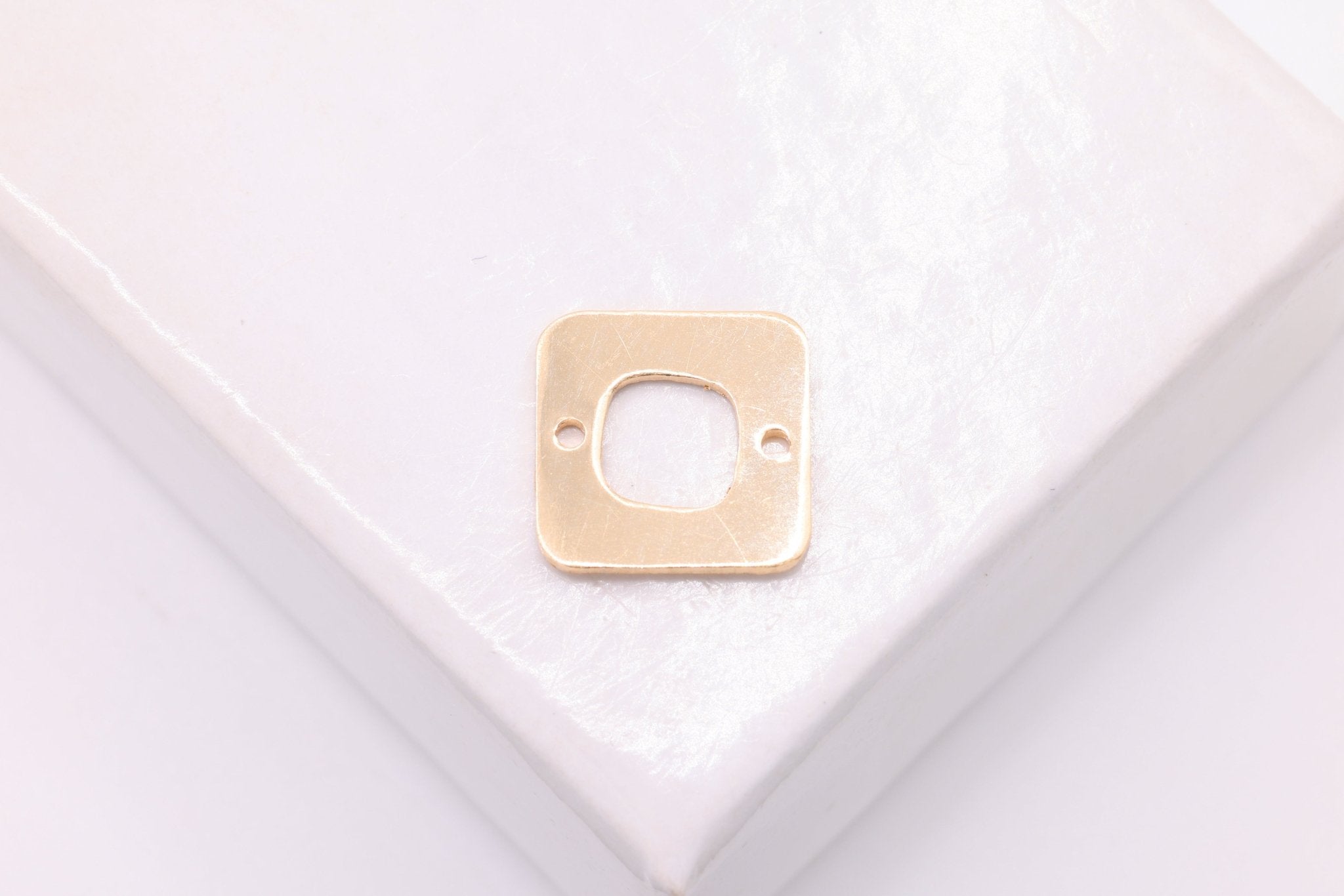 Square Cutout Connector Charm, Wholesale, 14/20 Gold - Filled, 9mm x 9mm, Cube Square Outline Geometric Shape - HarperCrown