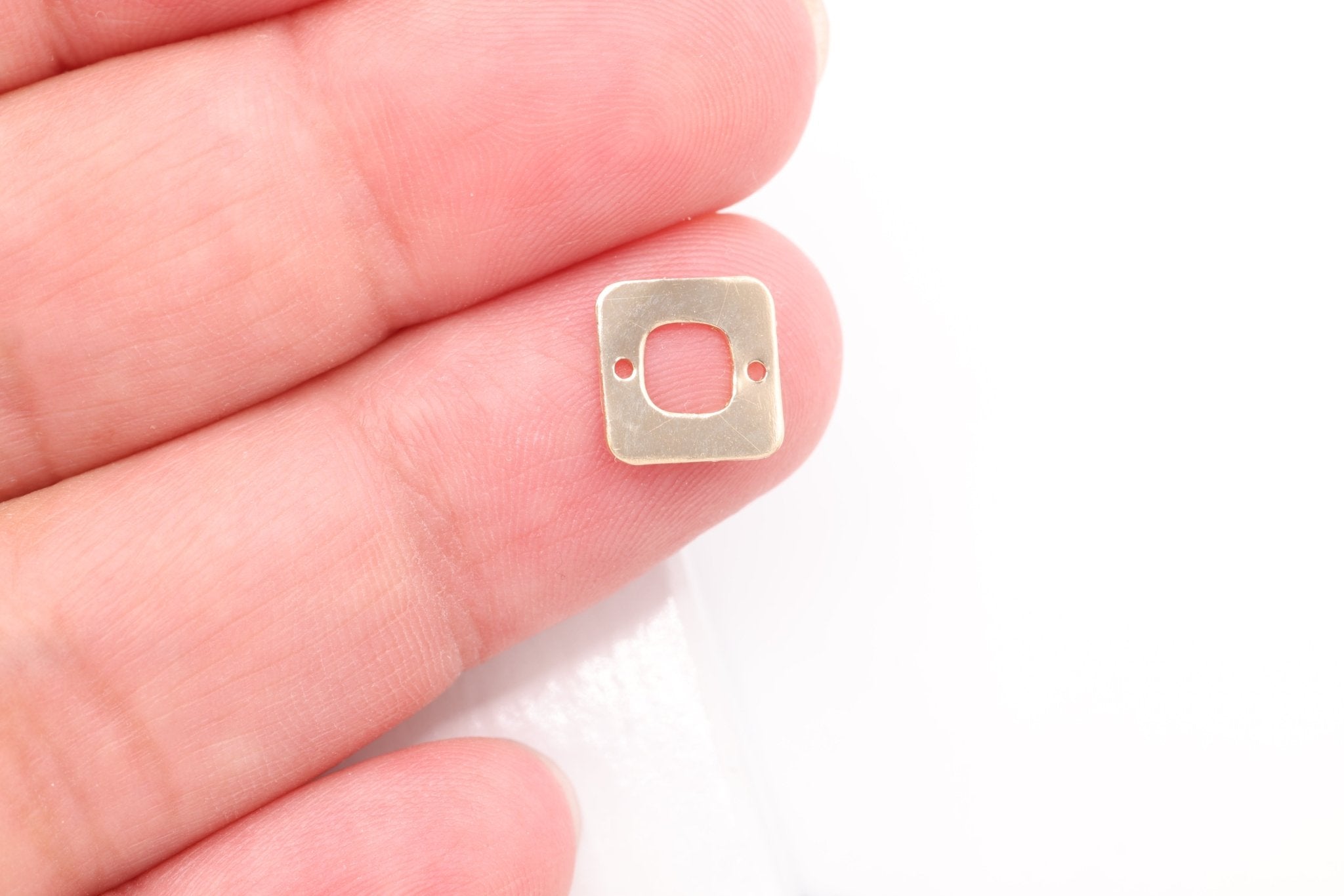 Square Cutout Connector Charm, Wholesale, 14/20 Gold - Filled, 9mm x 9mm, Cube Square Outline Geometric Shape - HarperCrown