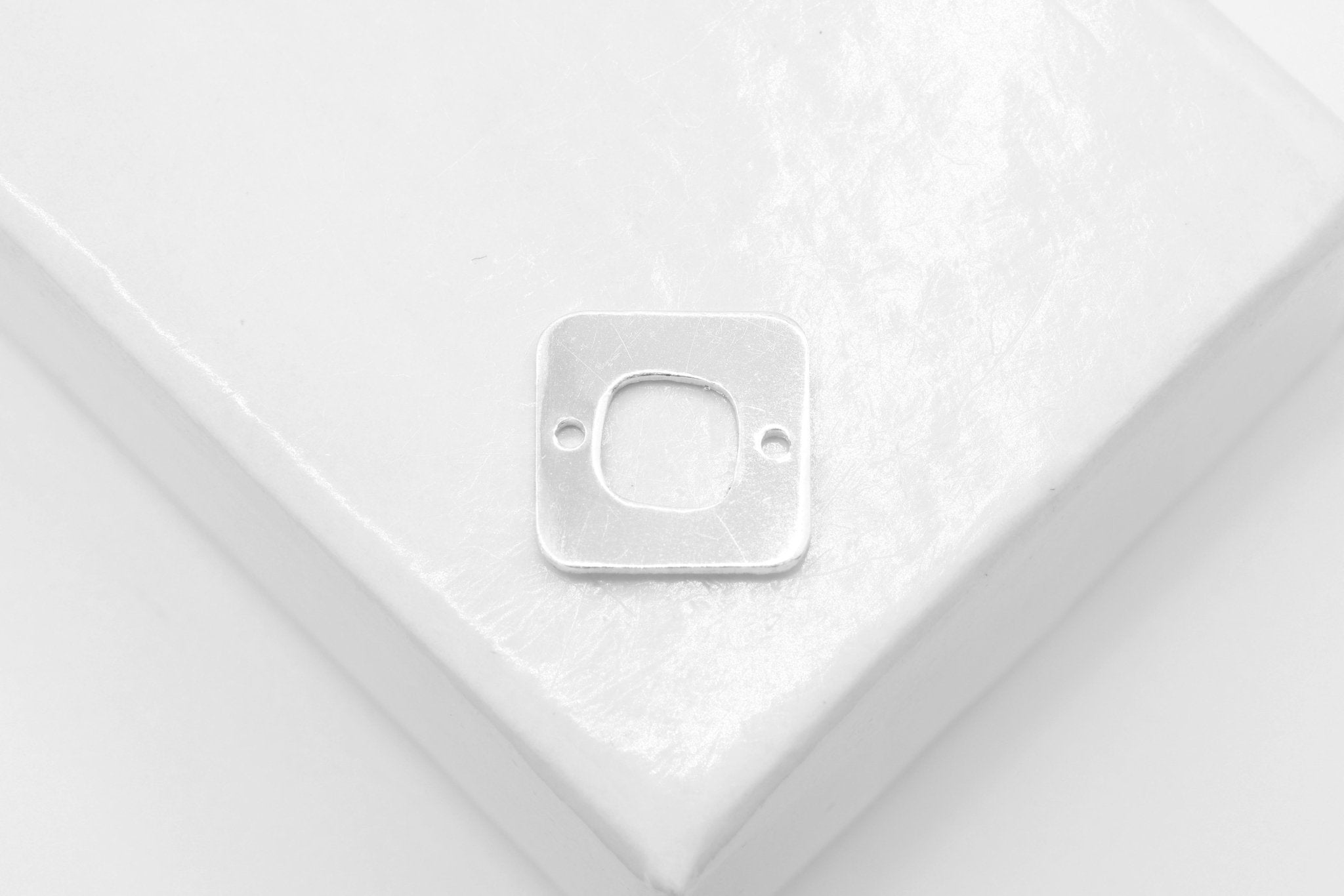 Square Cutout Connector Charm, Wholesale, 925 Sterling Silver, 9mm x 9mm, Cube Square Outline Geometric Shape - HarperCrown