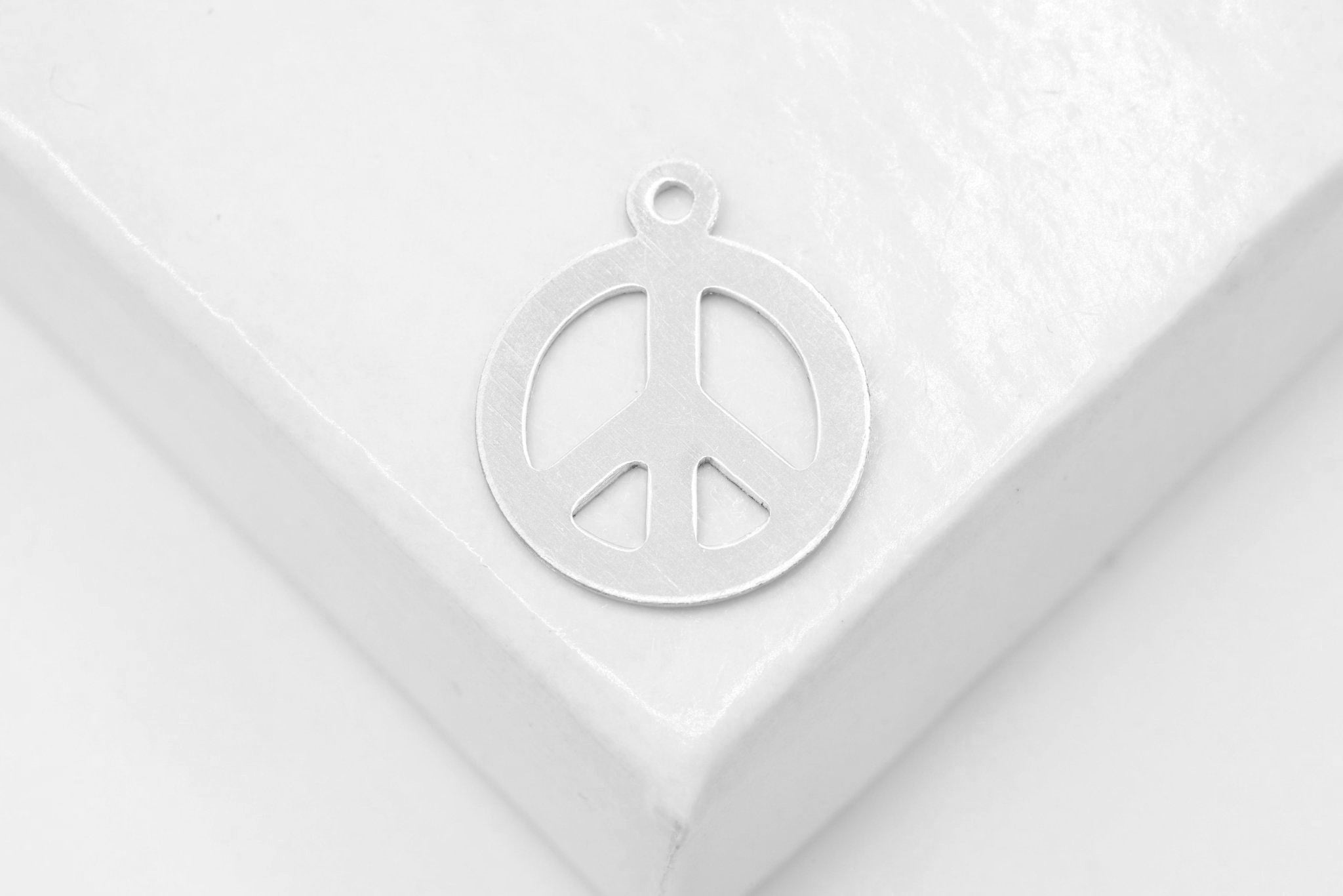 Peace Symbol Charm, Wholesale, 925 Sterling Silver, 11mm