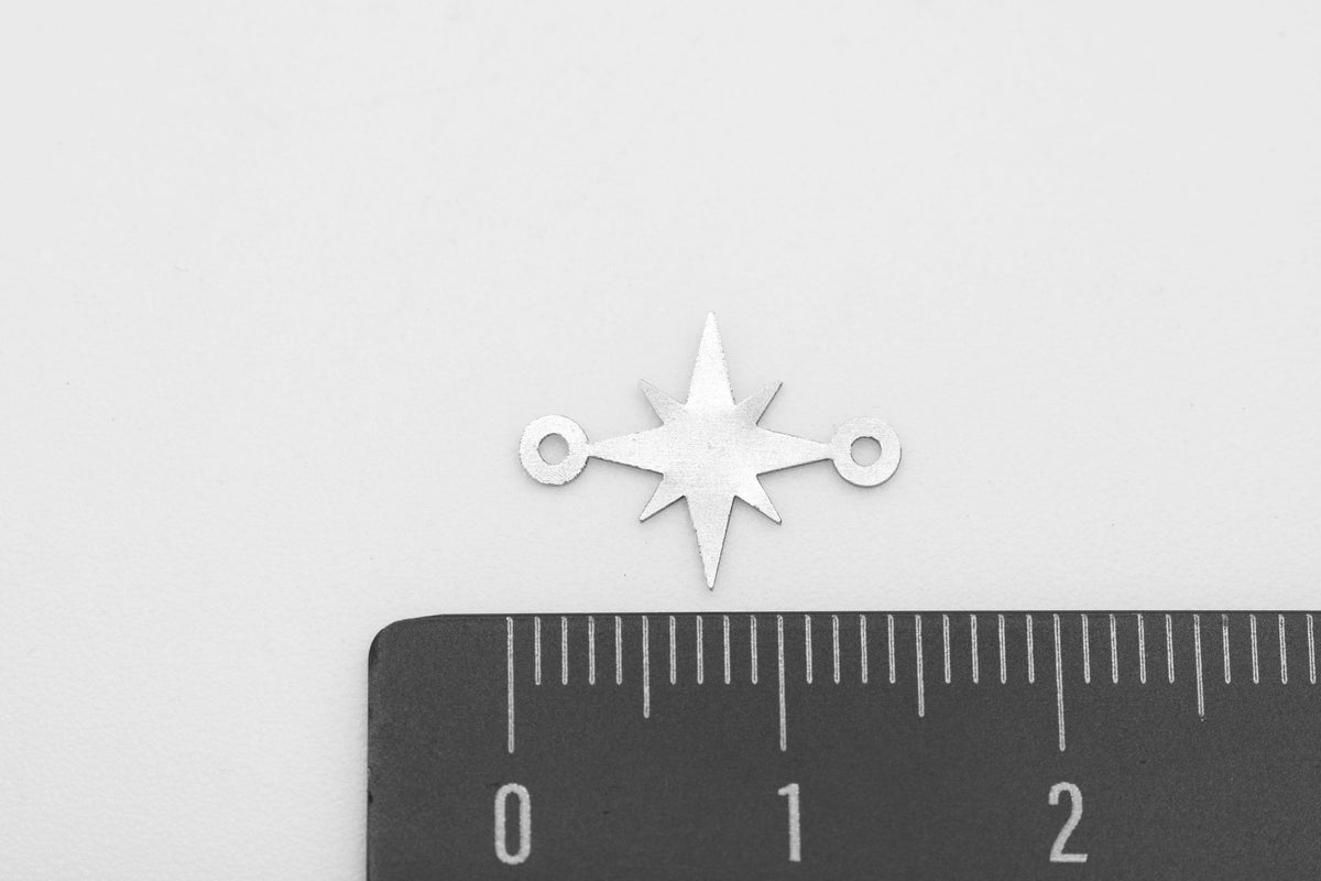 Star Connector Charm, 925 Sterling Silver, 15mm x 5mm, Wholesale, Jewelry Making Charm - HarperCrown