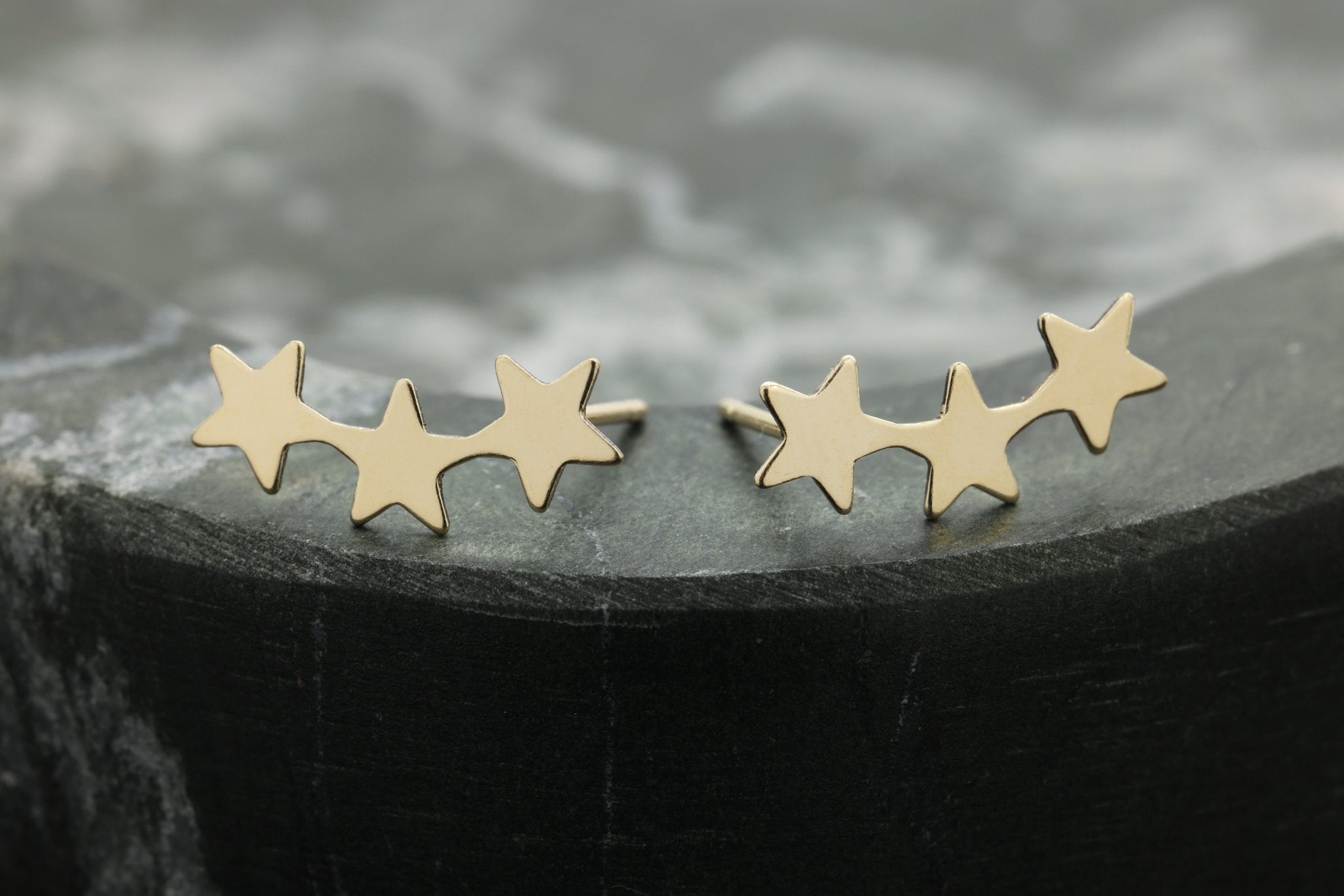 Star Crawler Earring, 14/20 Gold - Filled, 14mm x 4mm, Wholesale, Celestial Shooting 3 Star Dainty Minimalist Jewelry Earrings - HarperCrown