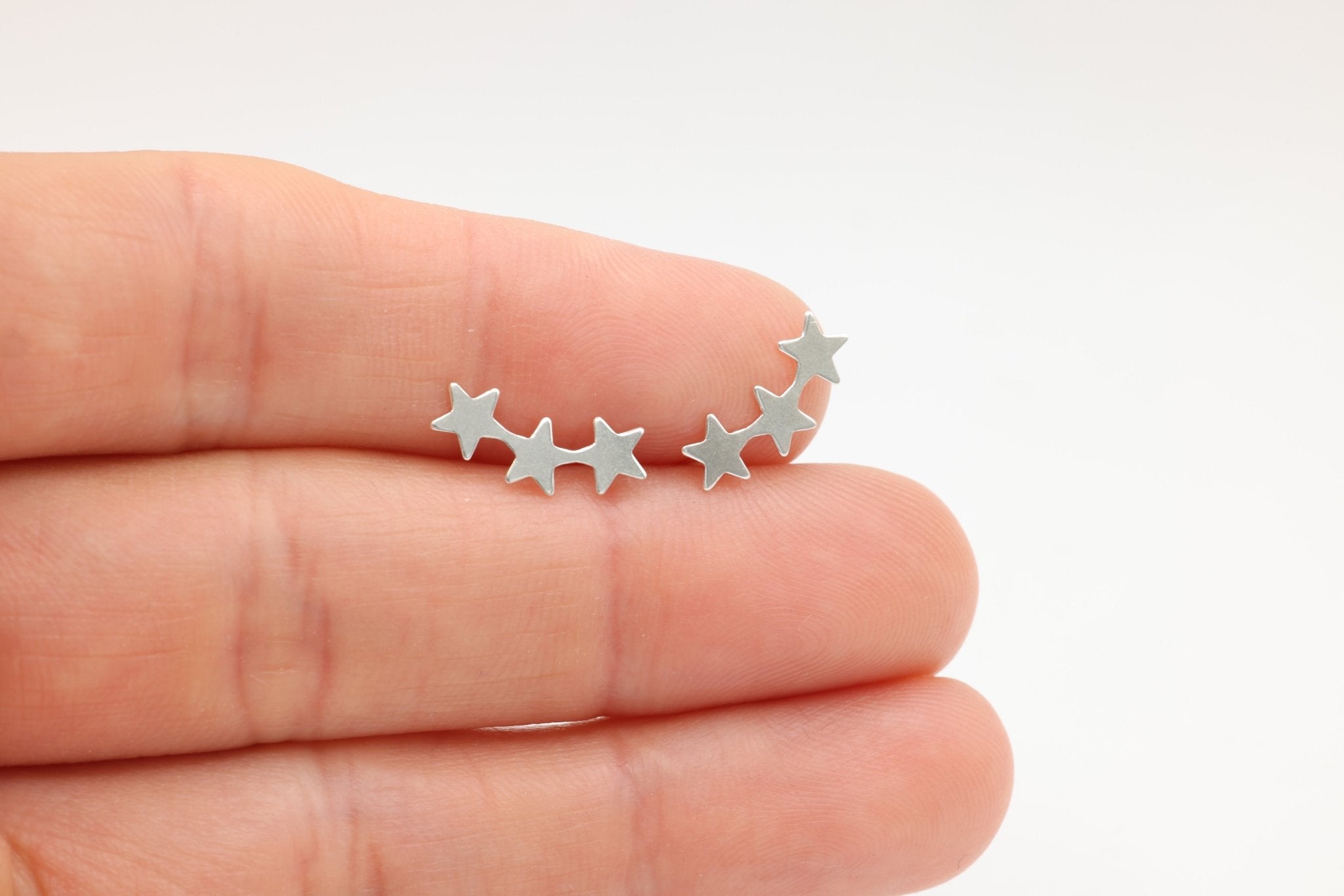 Star Crawler Earring, 925 Sterling Silver, 14mm x 4mm, Wholesale, Celestial Shooting 3 Star Dainty Minimalist Jewelry Earrings - HarperCrown