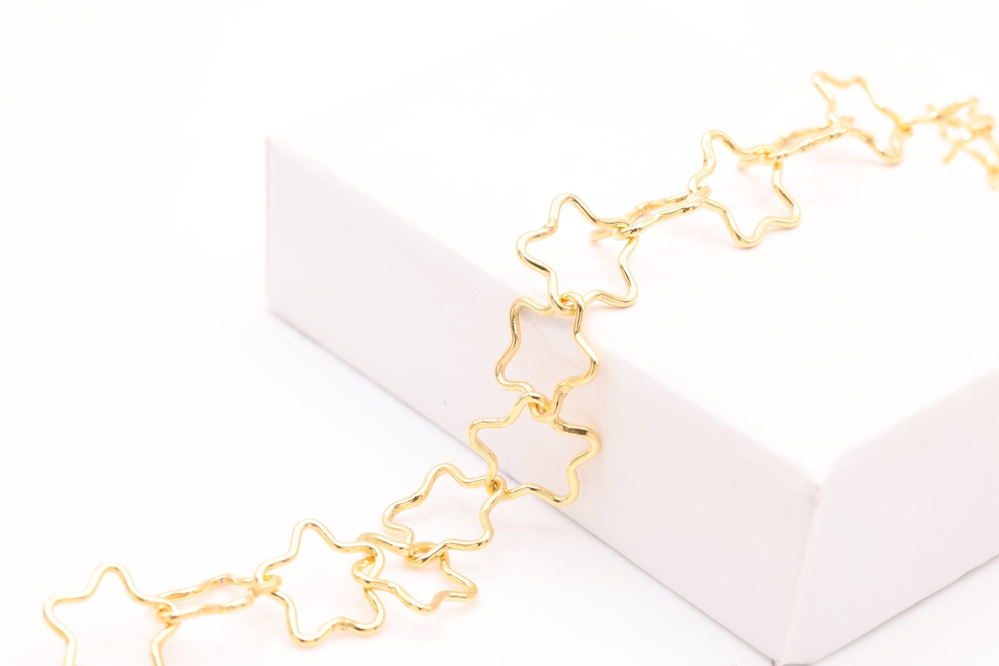 Star Krinkle Chain, Gold - Filled, 7mm, Bulk DIY Spool Pay Per Foot Jewelry Making Chain - HarperCrown