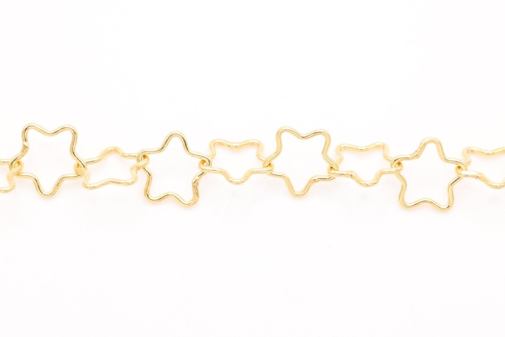 Star Krinkle Chain, Gold - Filled, 7mm, Bulk DIY Spool Pay Per Foot Jewelry Making Chain - HarperCrown