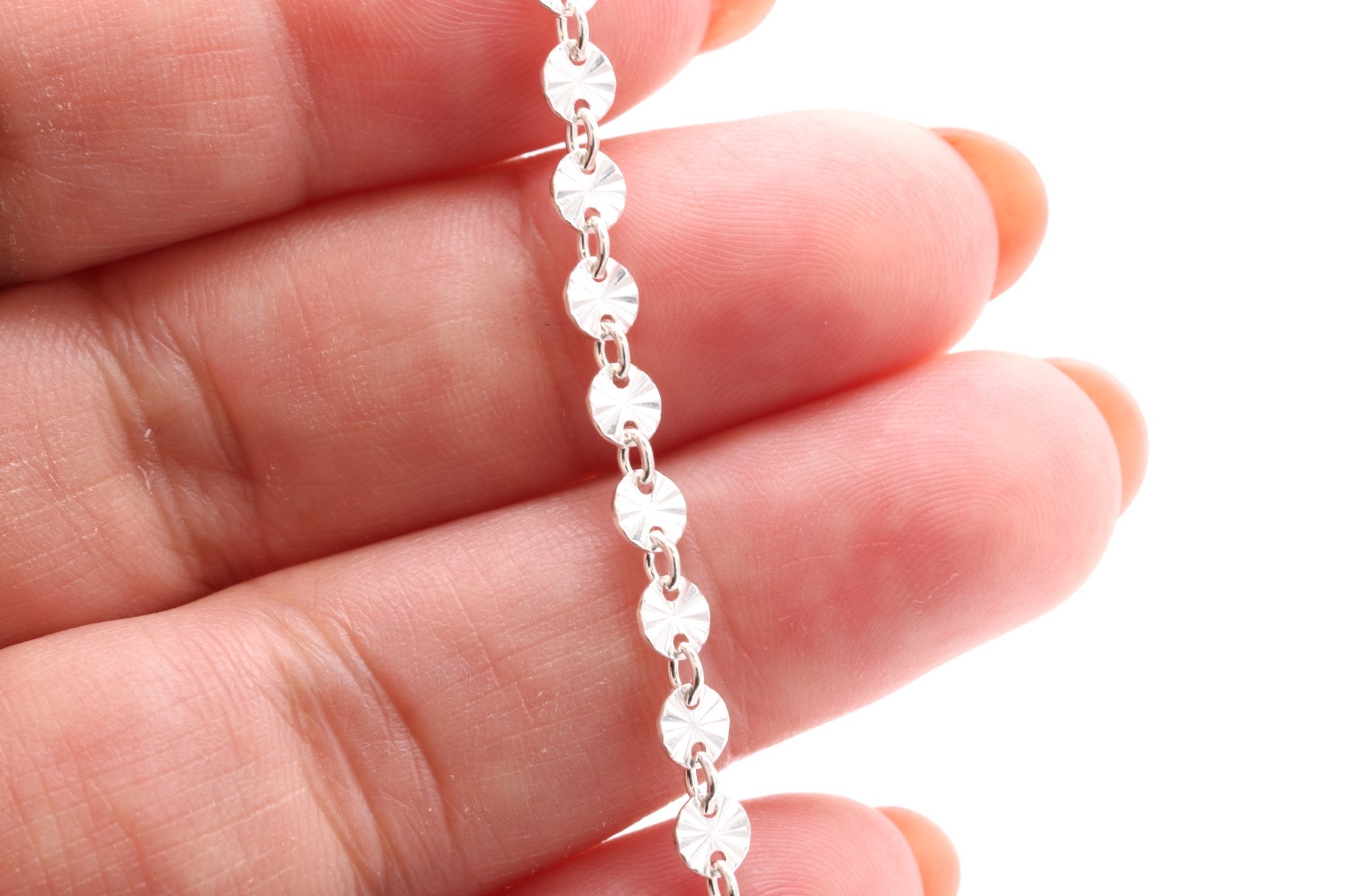 Starburst Chain Diamond Cut, Sterling Silver, 4mm, Bulk DIY Spool Pay Per Foot Jewelry Making Chain - HarperCrown