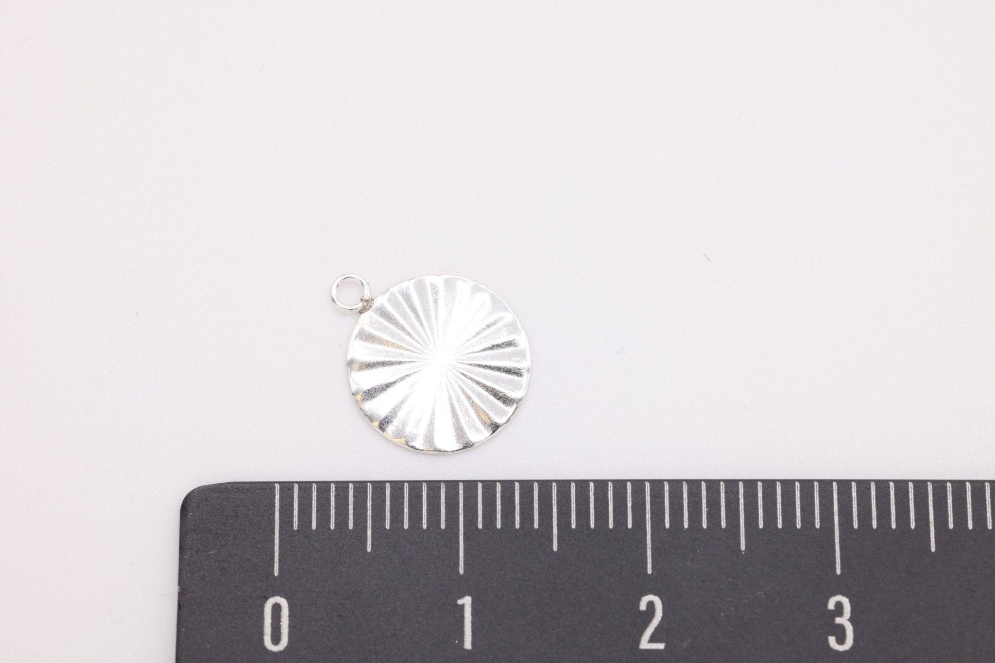 Starburst Circle Charm, 925 Sterling Silver, 10mm, Wholesale - HarperCrown