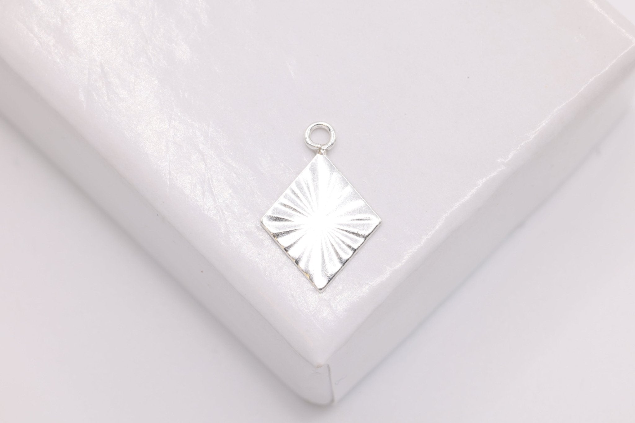 Starburst Triangle Charm, 925 Sterling Silver, 12mm x 8mm, Wholesale - HarperCrown