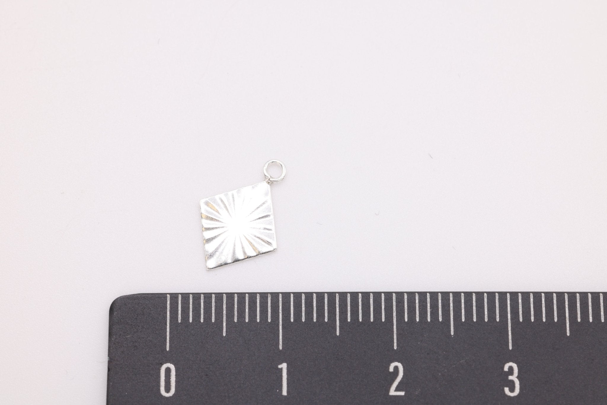 Starburst Triangle Charm, 925 Sterling Silver, 12mm x 8mm, Wholesale - HarperCrown