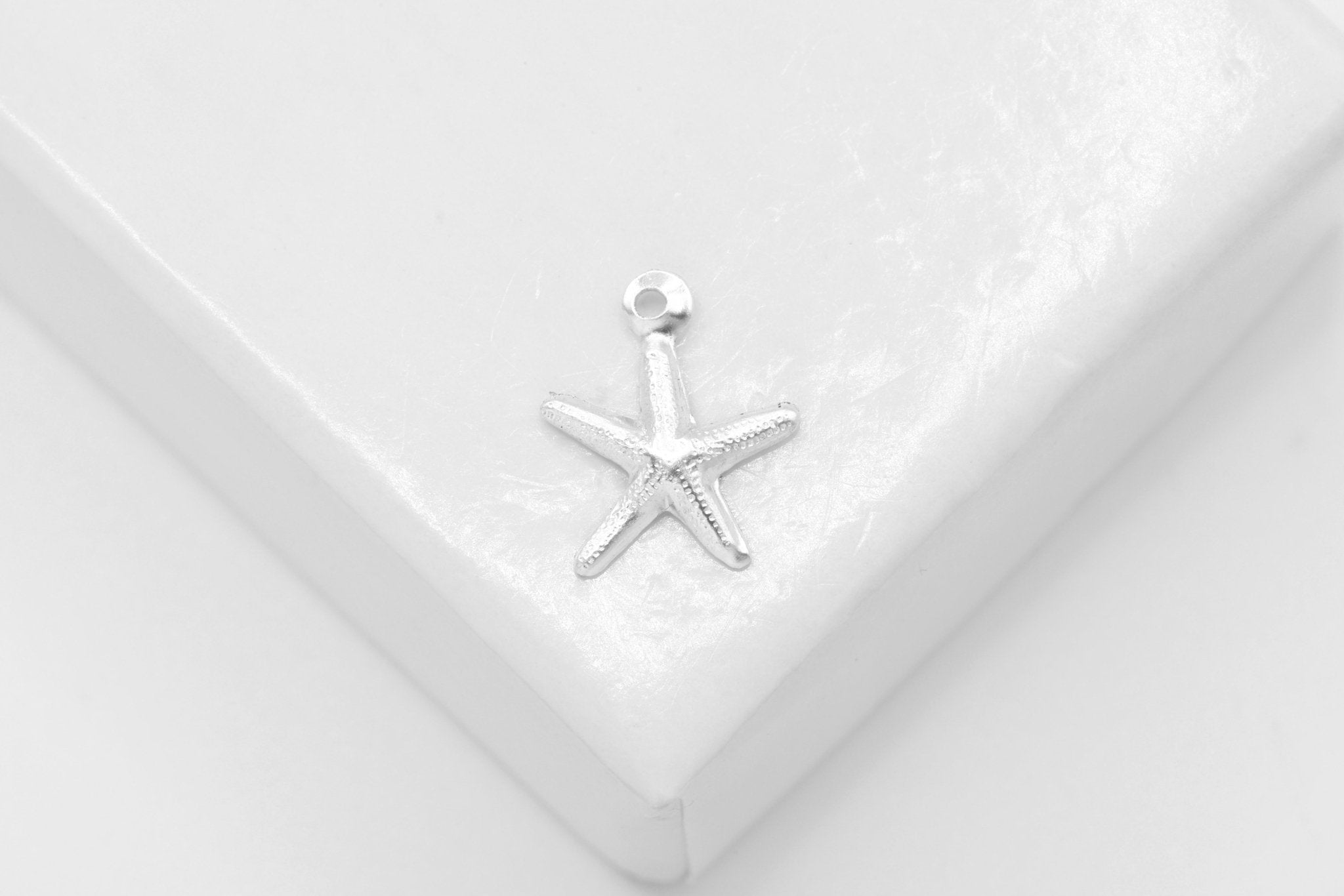 Starfish Charm, 925 Sterling Silver, 10mm x10mm, 925 Sterling Silver, Beach Ocean Sea life Charm, Wholesale Jewelry Making Charms - HarperCrown