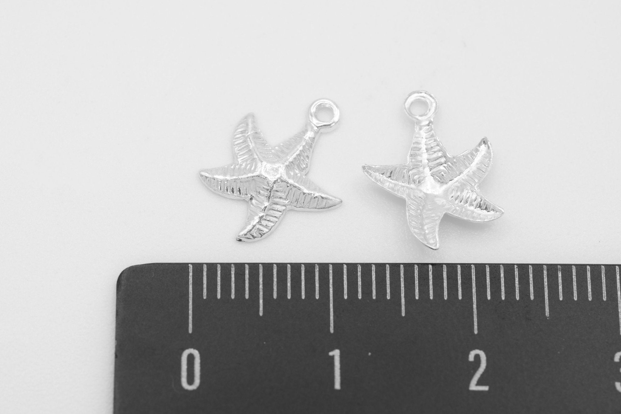 Starfish Charm, Wholesale, 925 Sterling Silver, 10mm, Ocean Sea Life, Jewelry Making Charm - HarperCrown