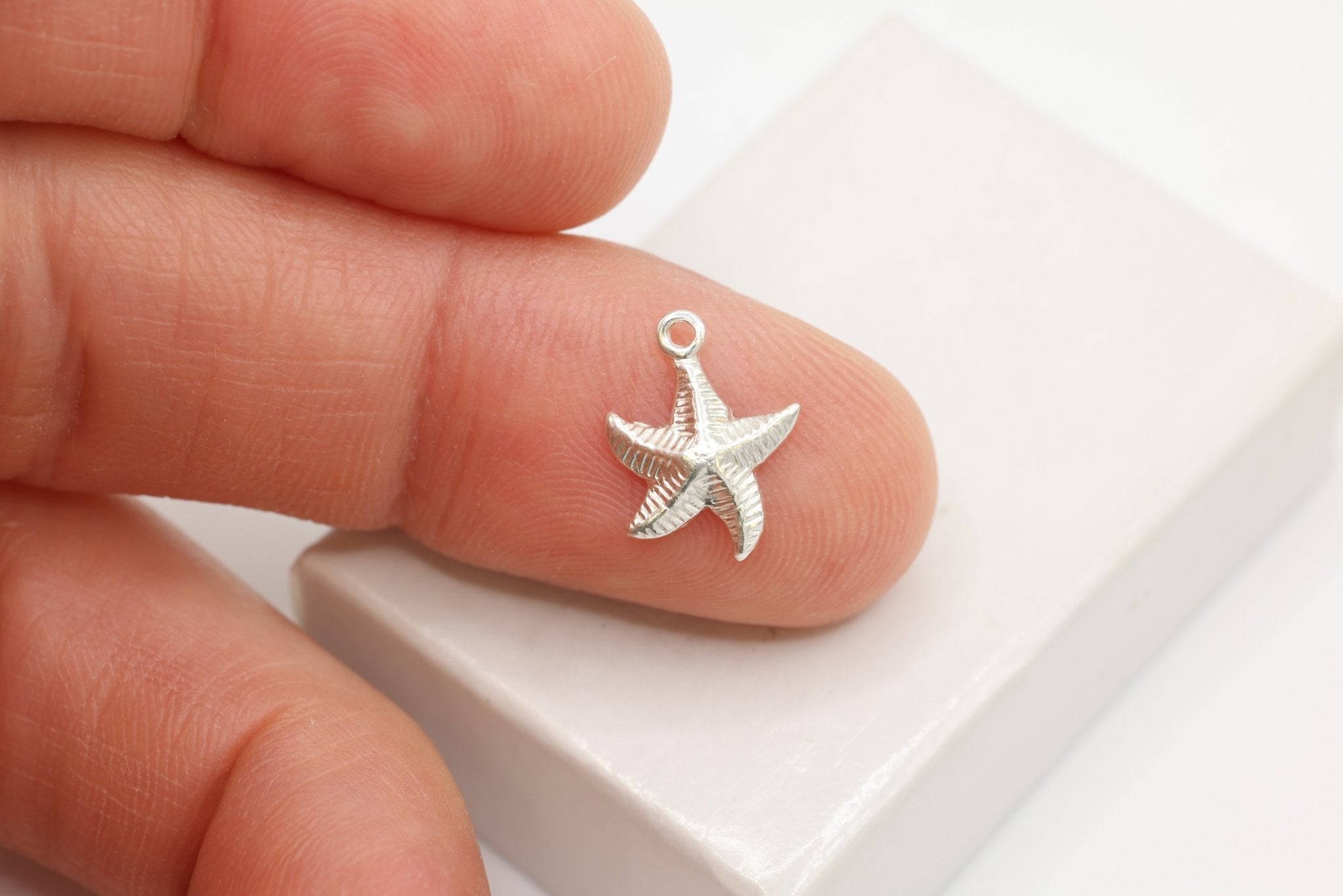 Starfish Charm, Wholesale, 925 Sterling Silver, 10mm, Ocean Sea Life, Jewelry Making Charm - HarperCrown