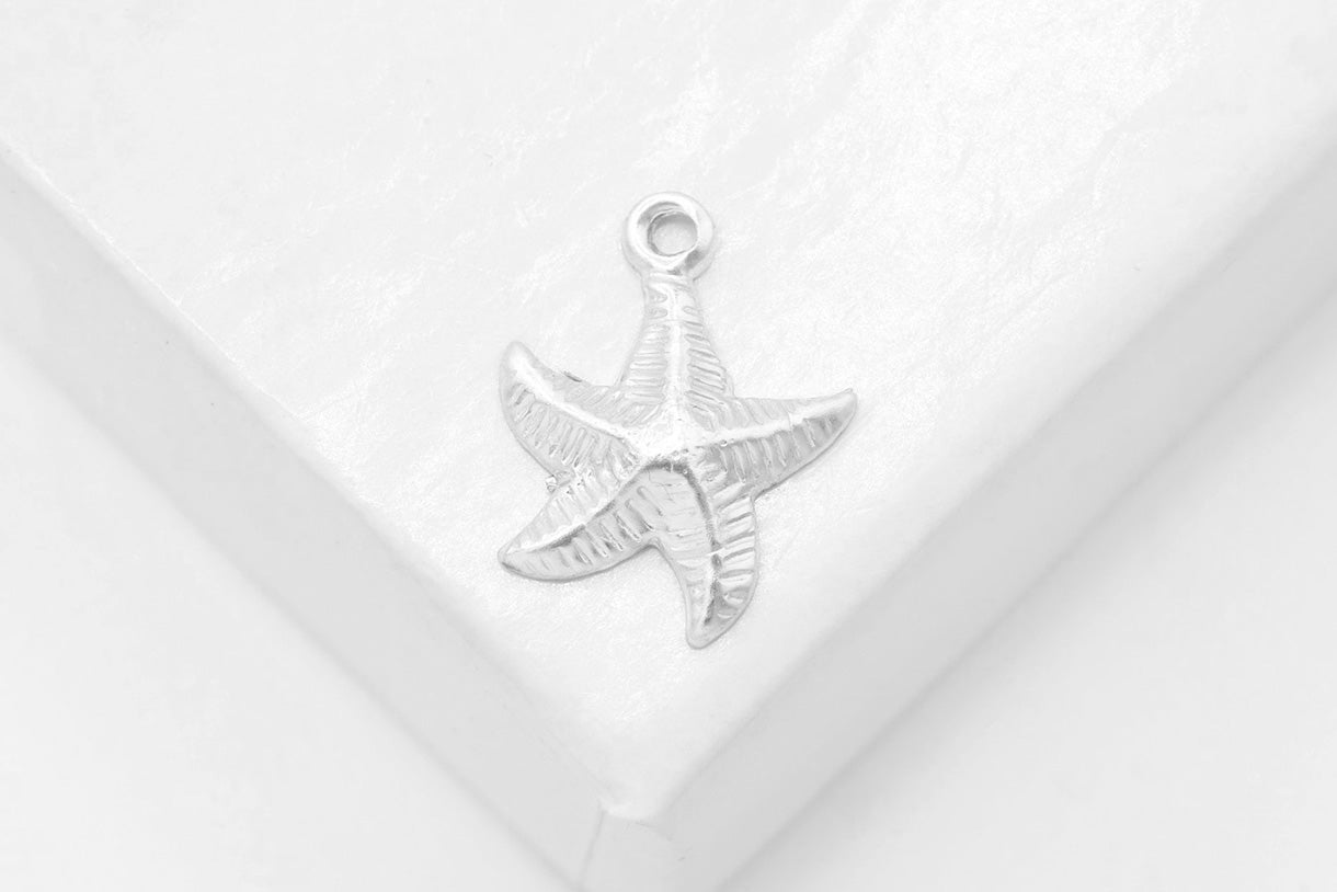 Starfish Charm, Wholesale, 925 Sterling Silver, 10mm, Ocean Sea Life, Jewelry Making Charm